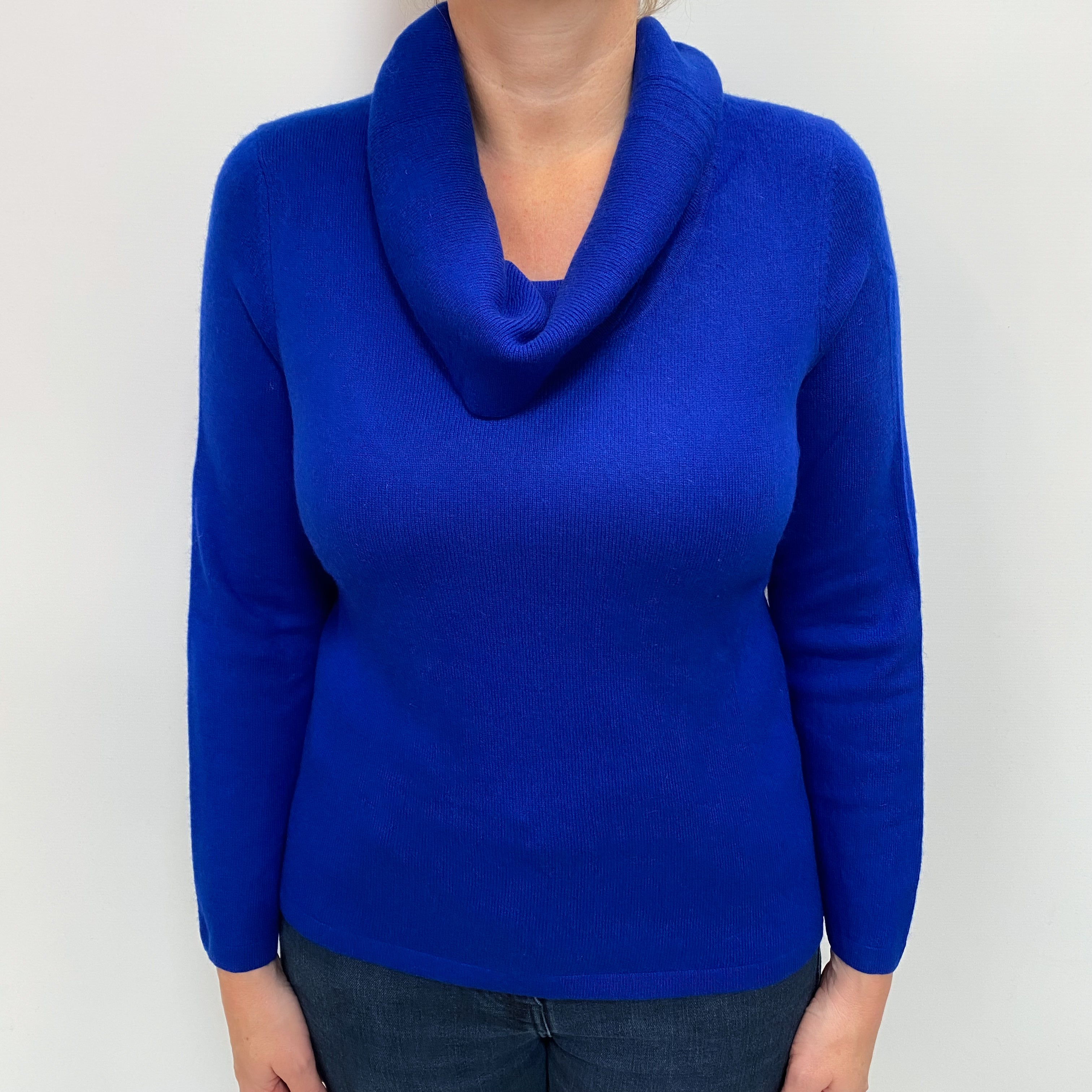 Admiral Blue Cashmere Cowl Neck Jumper Large