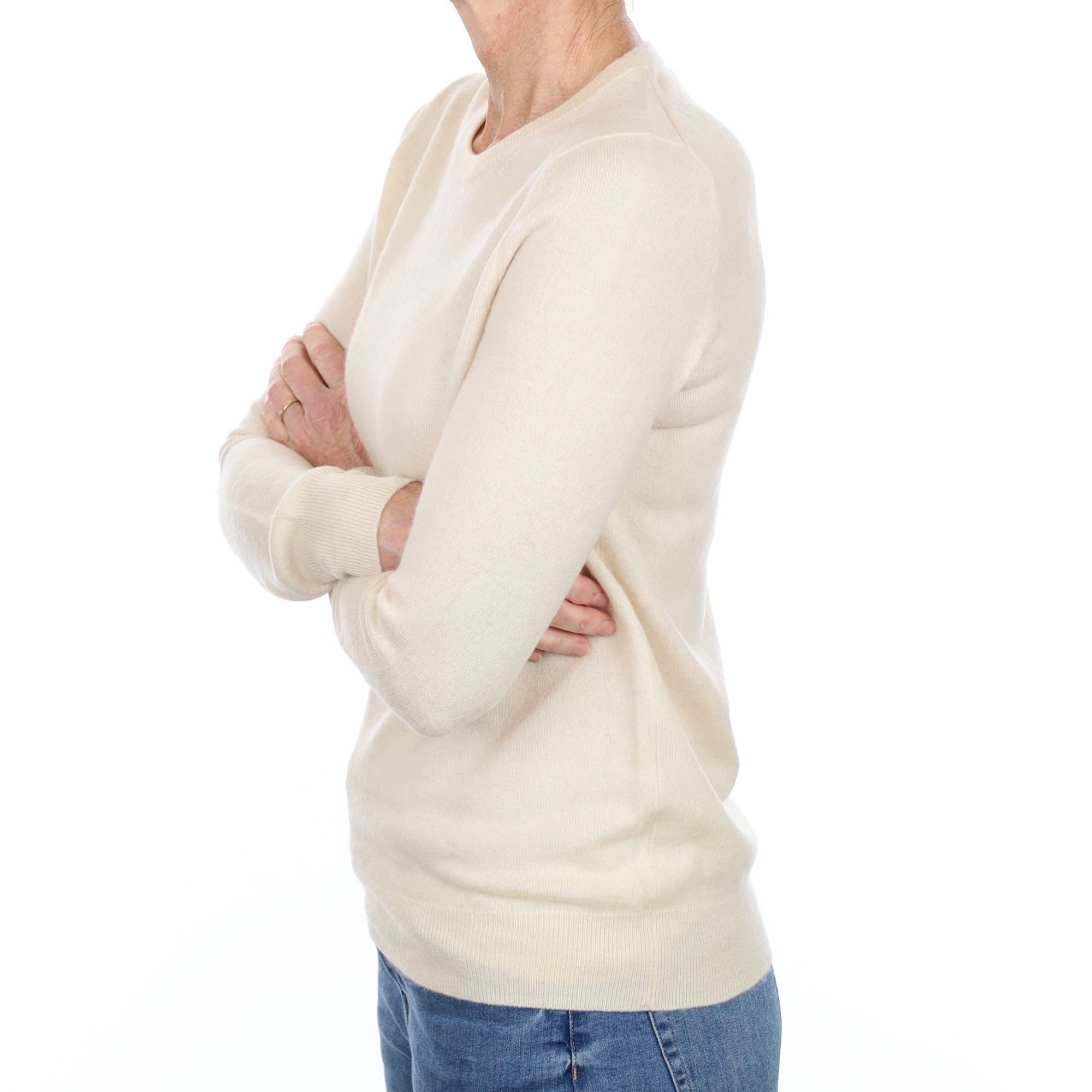 Soft Cream Cashmere Crew Neck Jumper Small