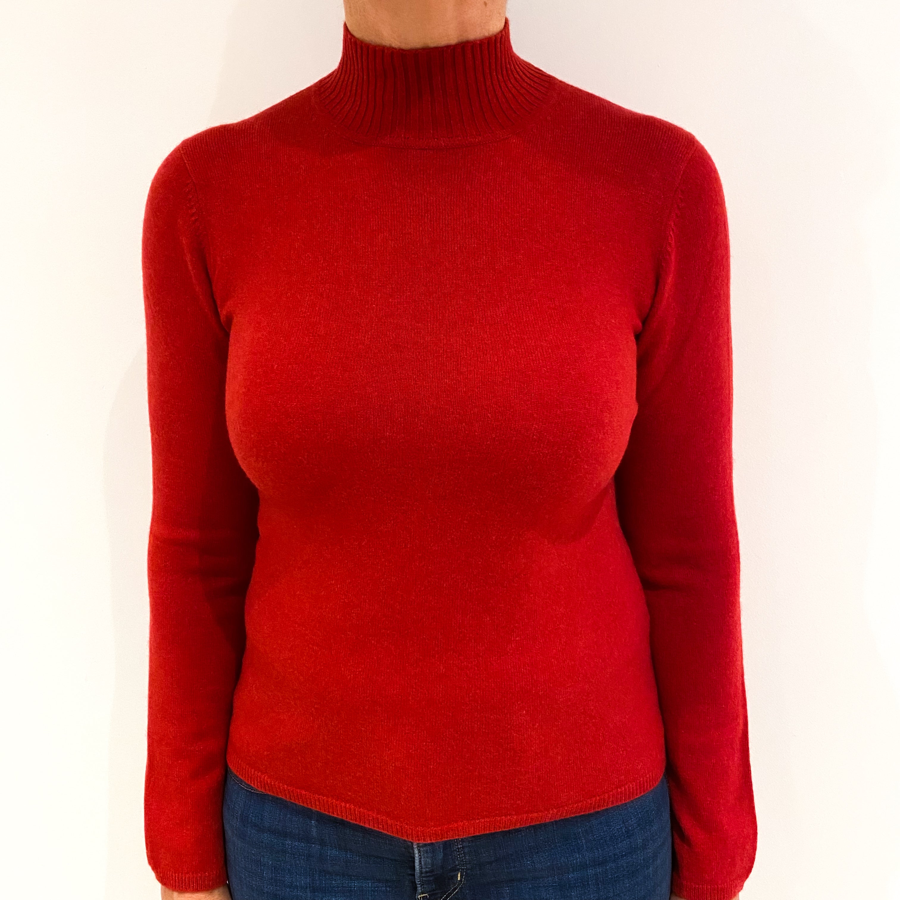 Spanish Red Cashmere Turtle Neck Jumper