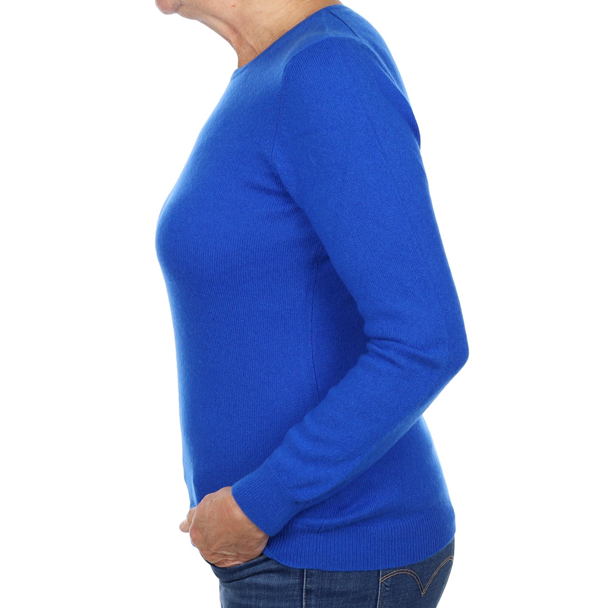 Electric Blue Cashmere Crew Neck Jumper Medium