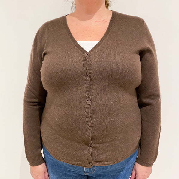 Chocolate Cashmere V-Neck Cardigan Extra Large