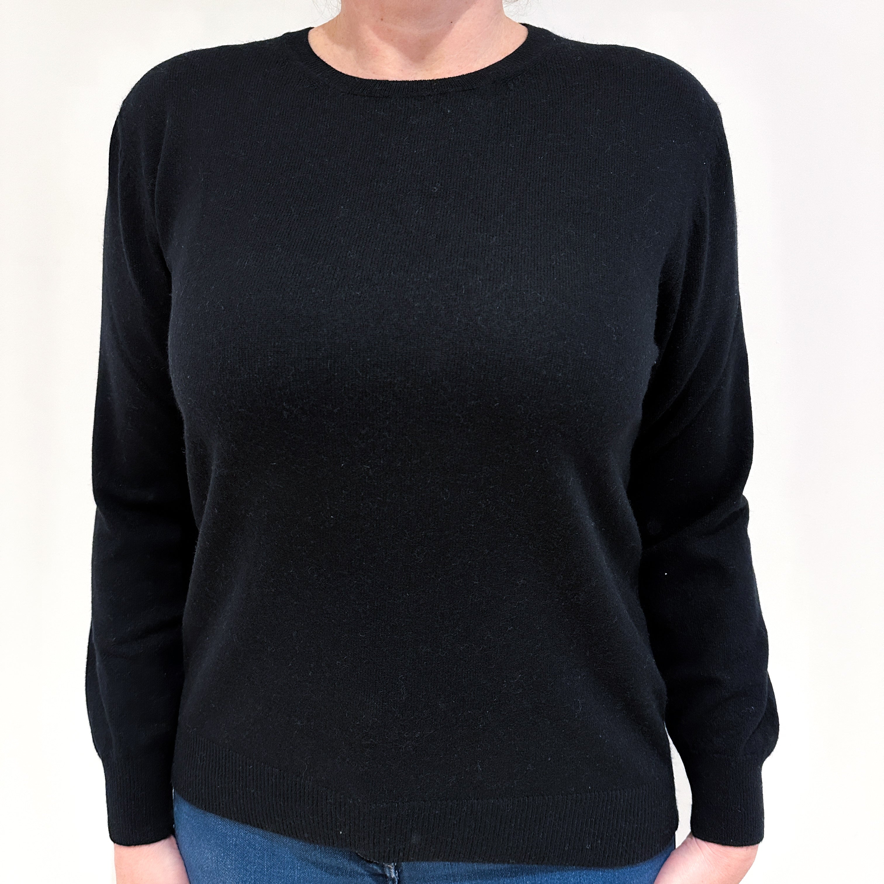 Black Cashmere Crew Neck Jumper Large