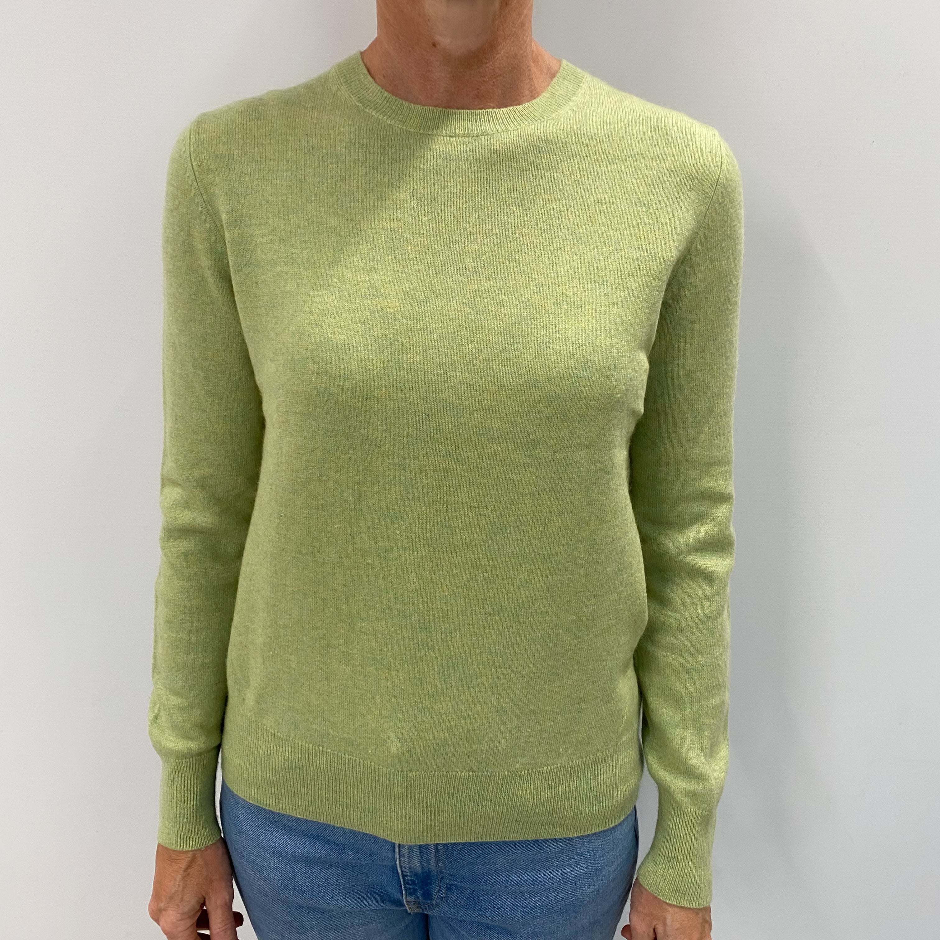 Soft Lime Green Cashmere Crew Neck Jumper Small