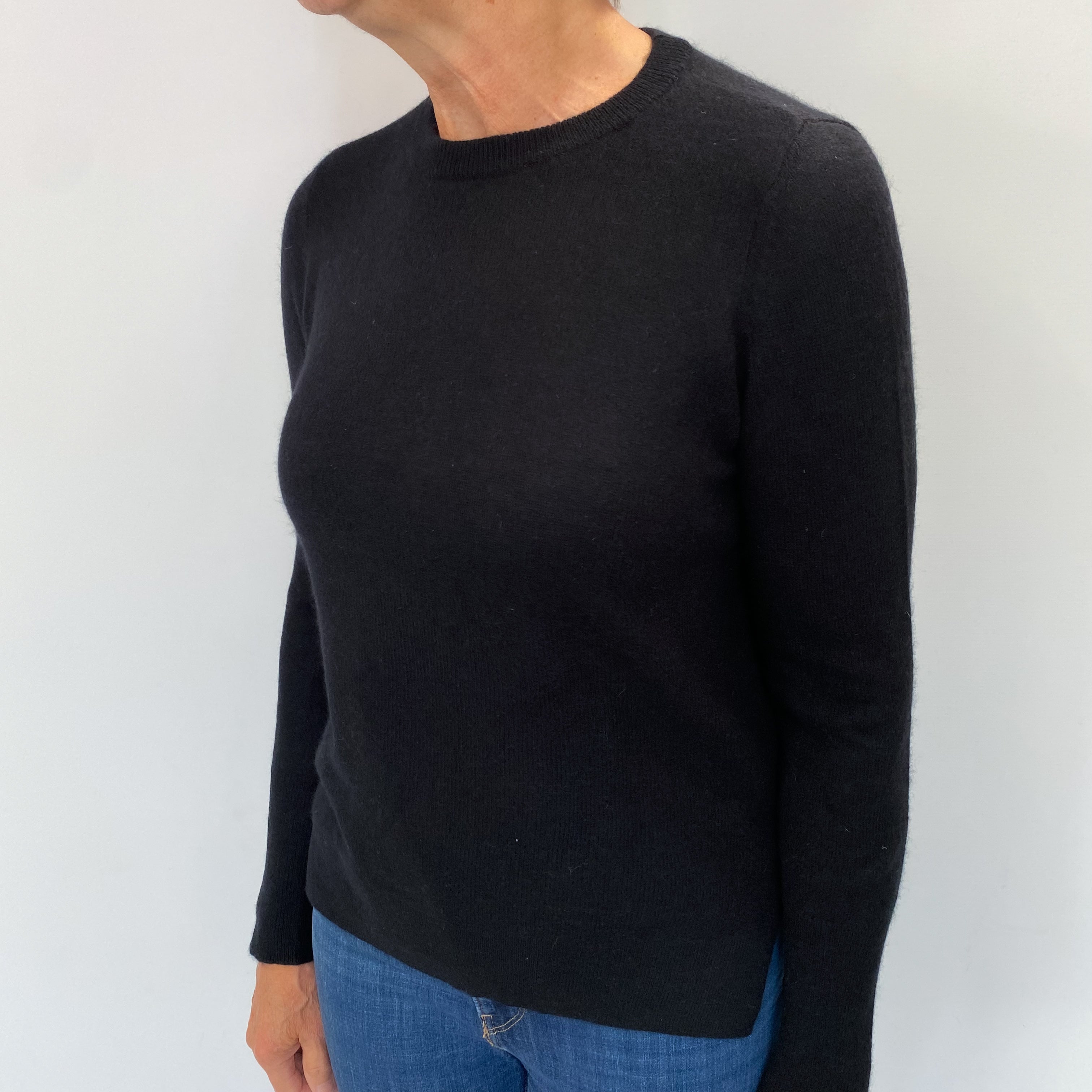 Black Cashmere Crew Neck Jumper Medium