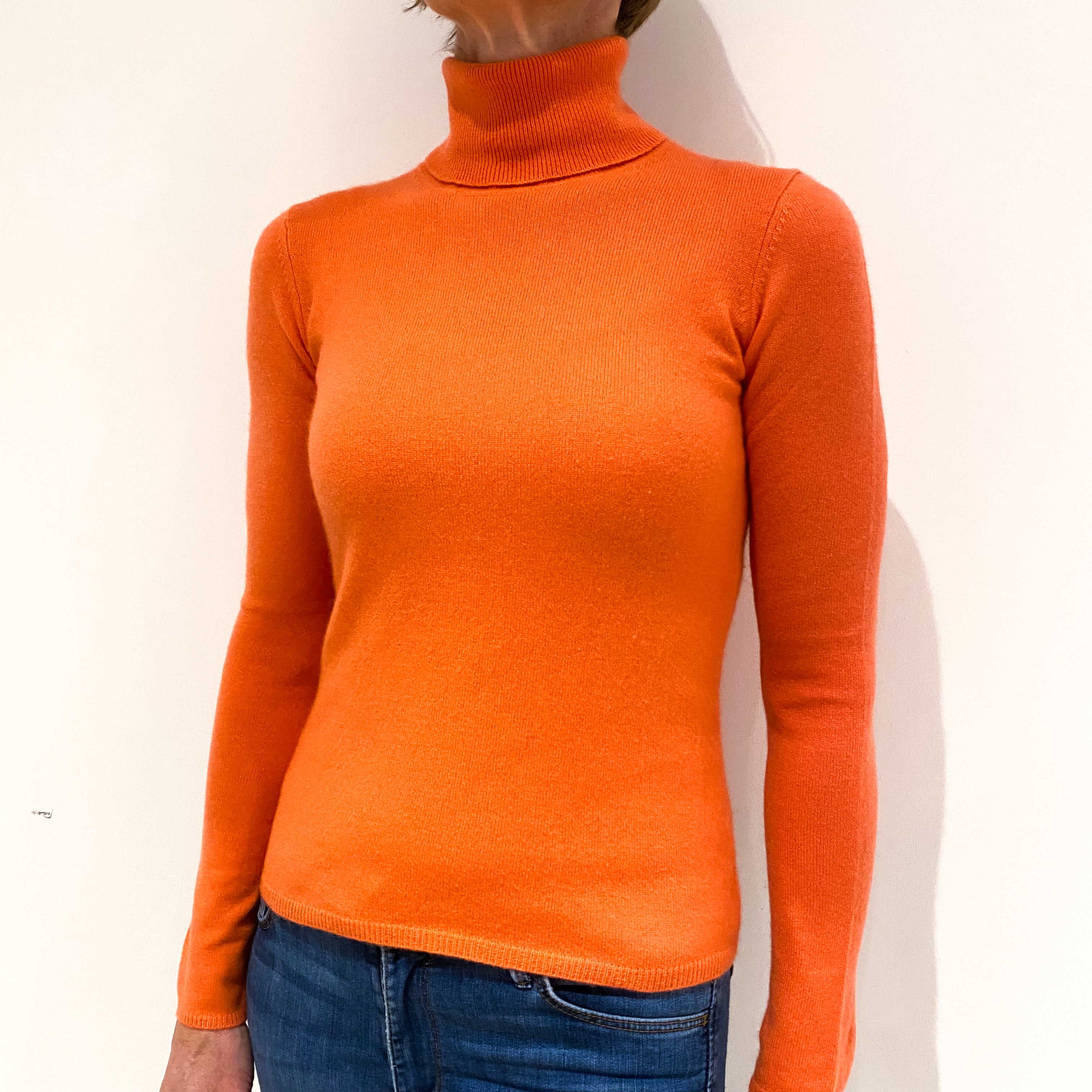 Crab Orange Cashmere Polo Neck Jumper Small