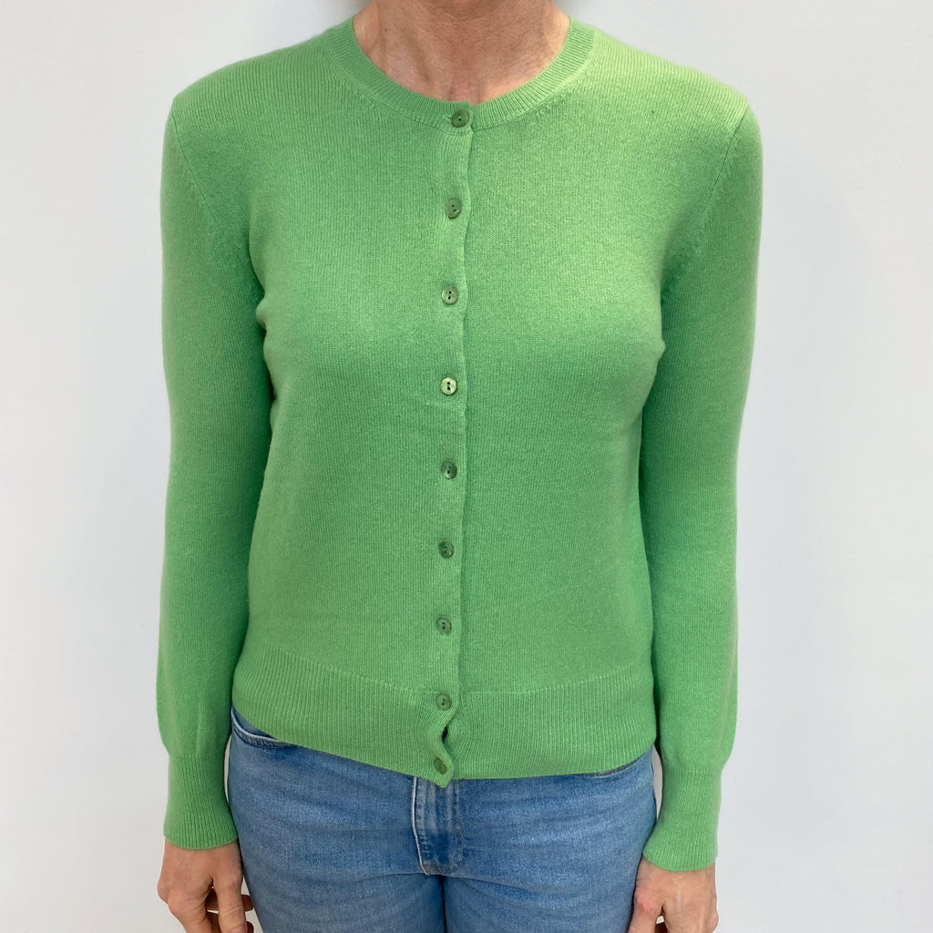 Pear Green Cashmere Crew Neck Cardigan Small