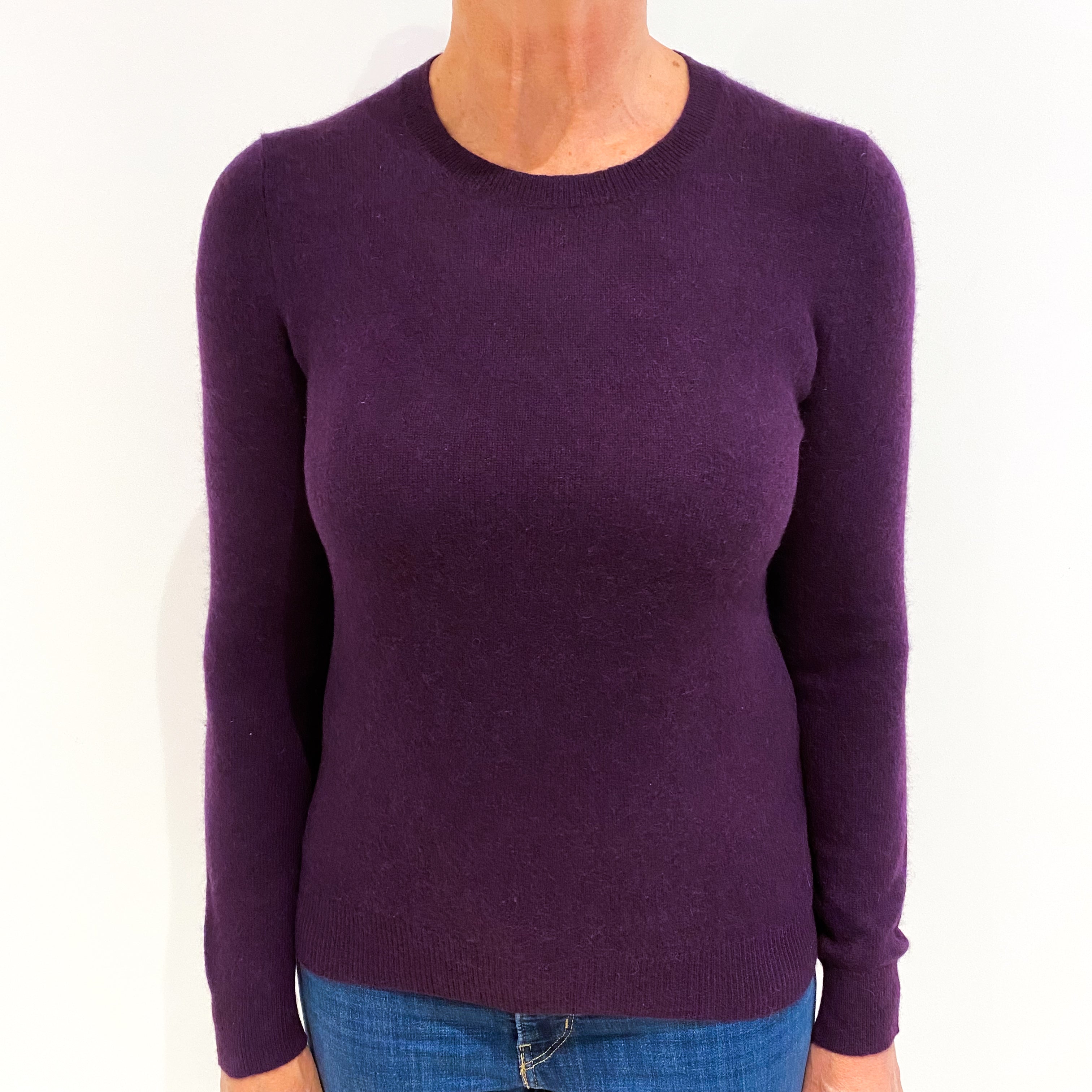 Blueberry Purple Cashmere Crew Neck Jumper Medium