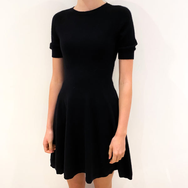 Black Cashmere Short Sleeve Floaty Dress Extra Small