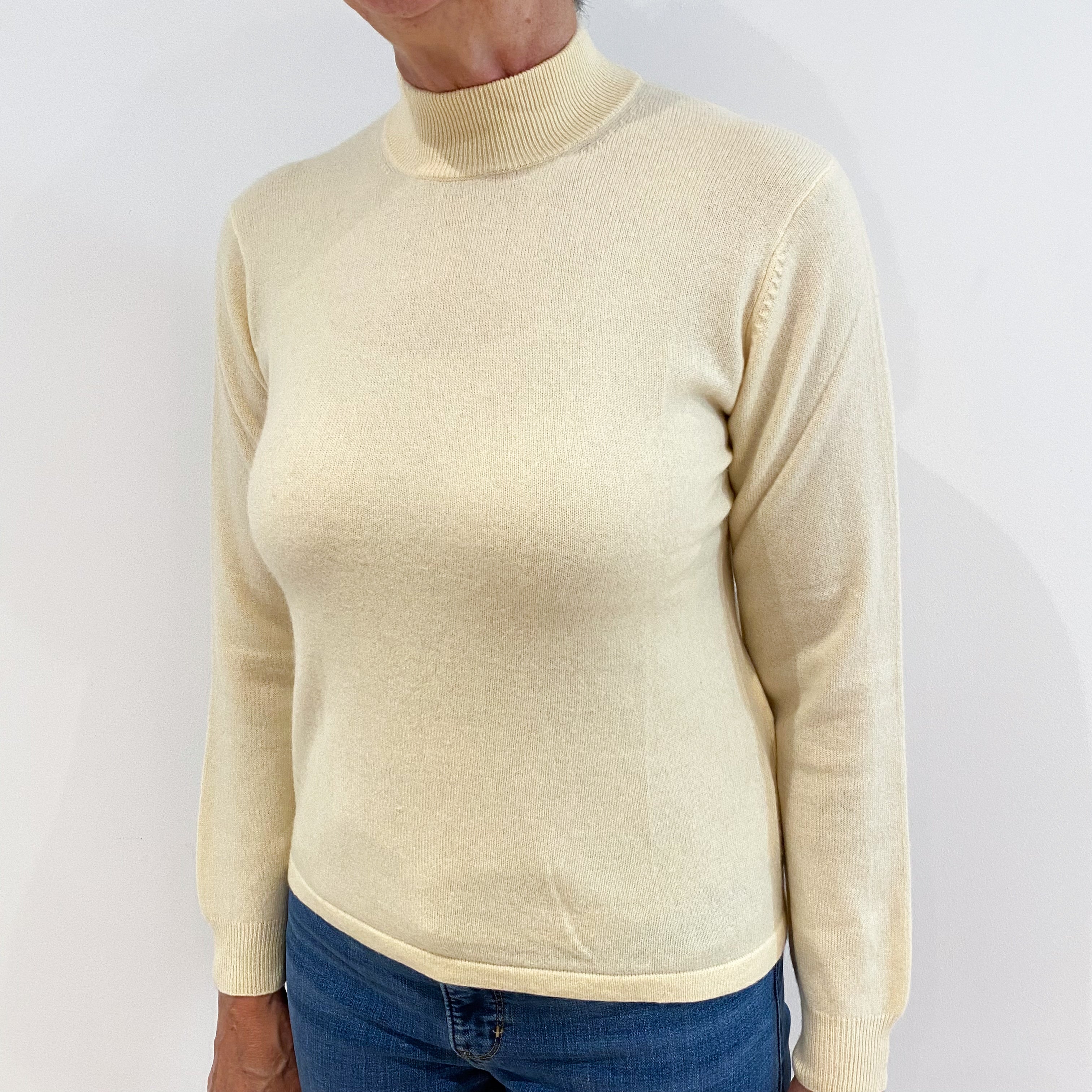 Primrose Yellow Cashmere Turtle Neck Jumper Medium