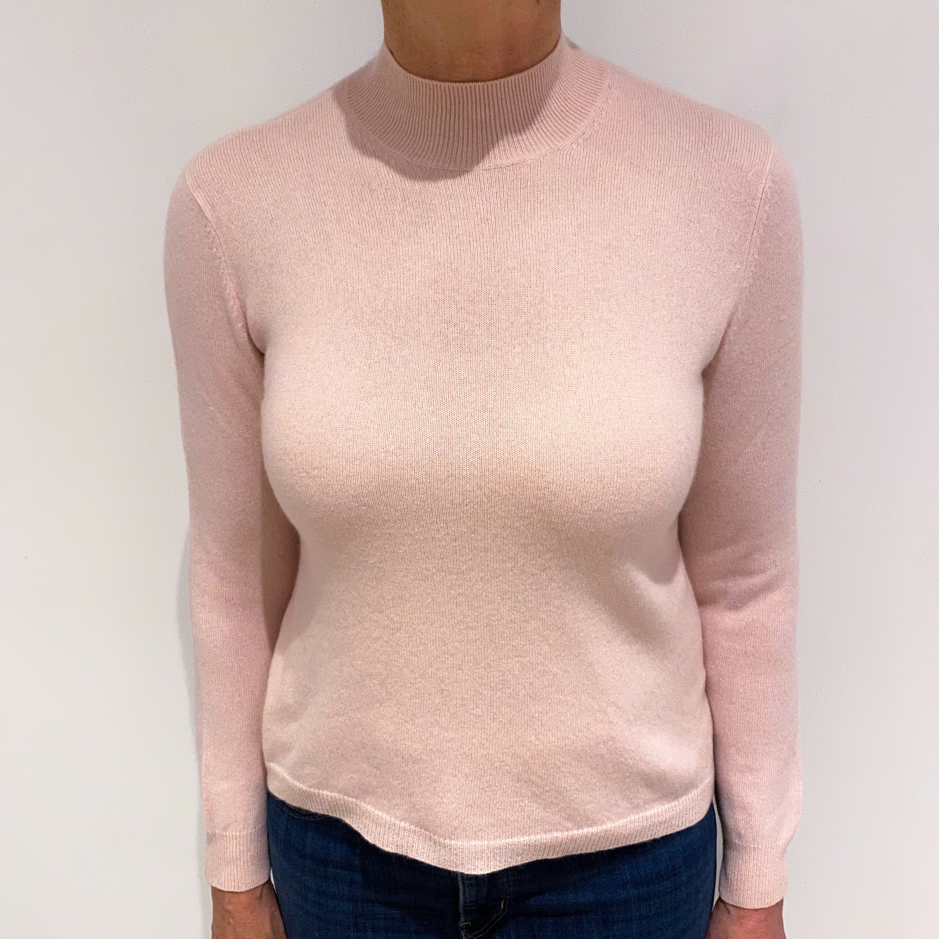Shell Pink Cashmere Turtle Neck Jumper Medium