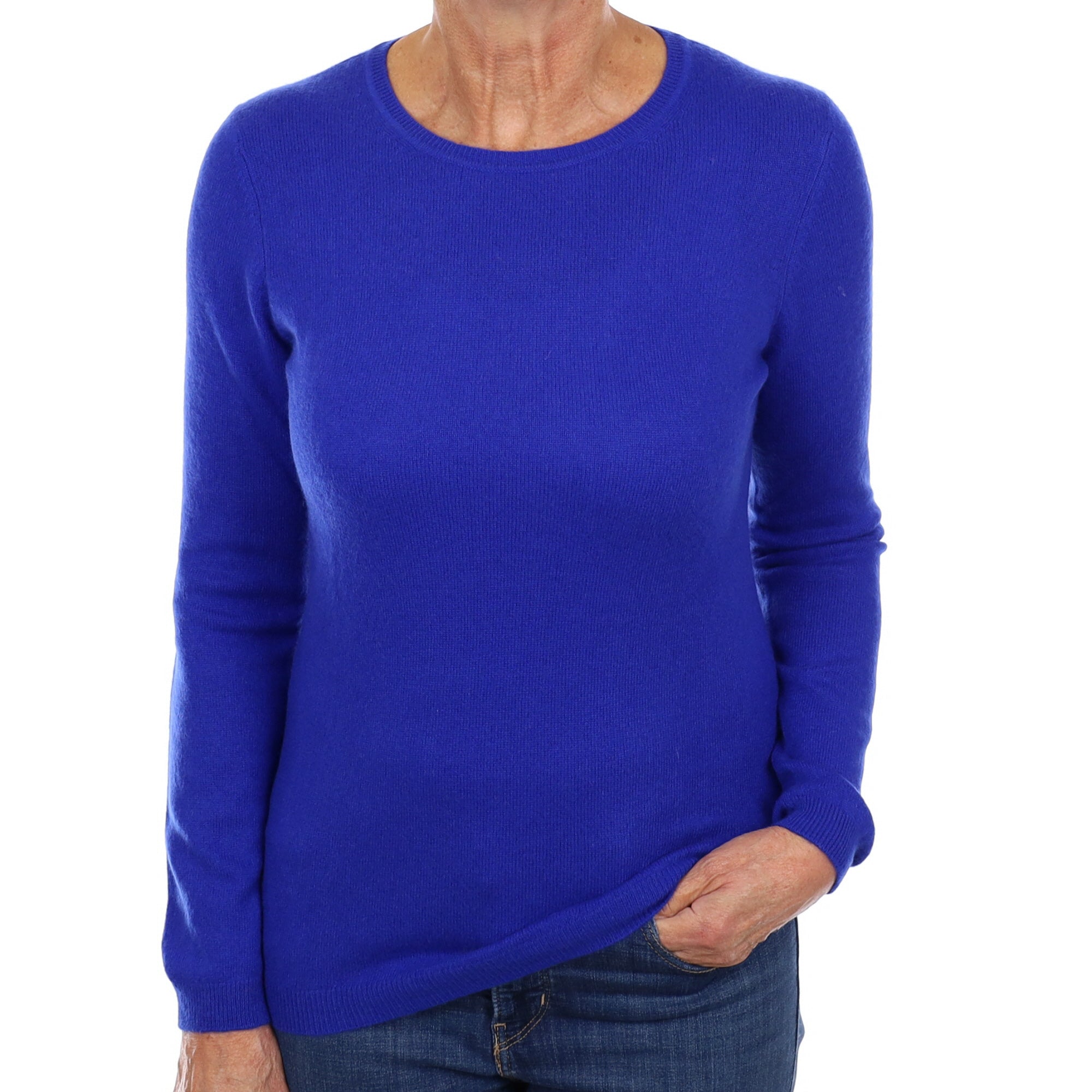 Electric Blue Cashmere Crew Neck Jumper Medium