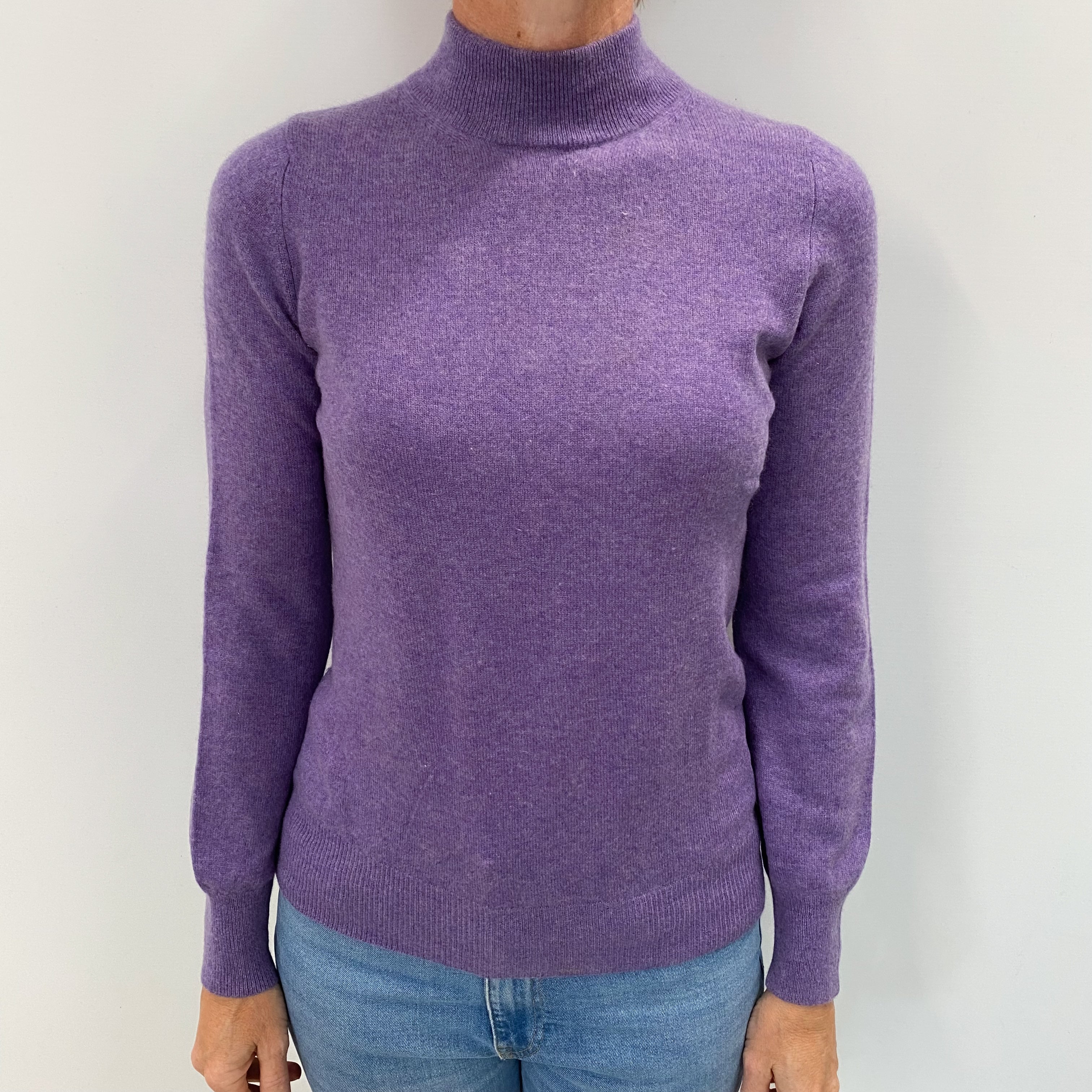 Lavender Purple Cashmere Turtle Neck Jumper Small