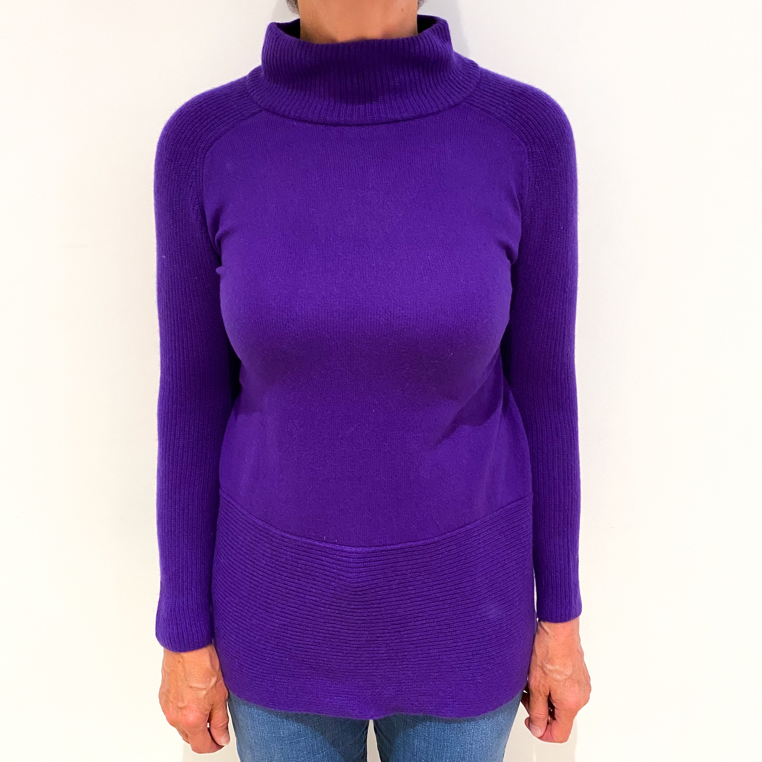 Grape Purple Cashmere Funnel Neck Jumper Medium