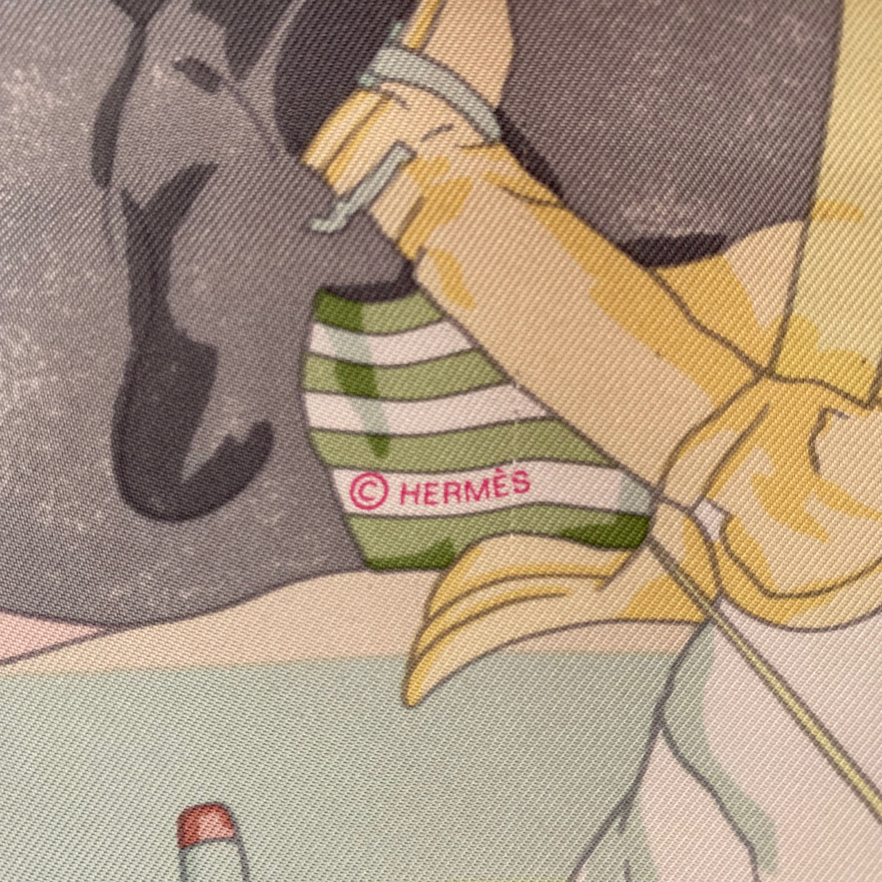 Hermès Les Poneys de Polo Silk Scarf