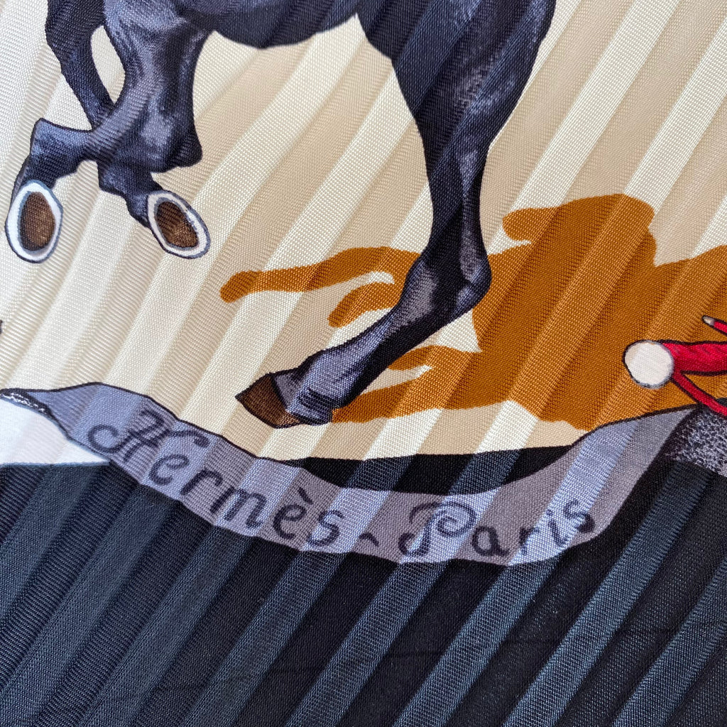 Hermès Plaza de Toros Plisse Silk Scarf Rare