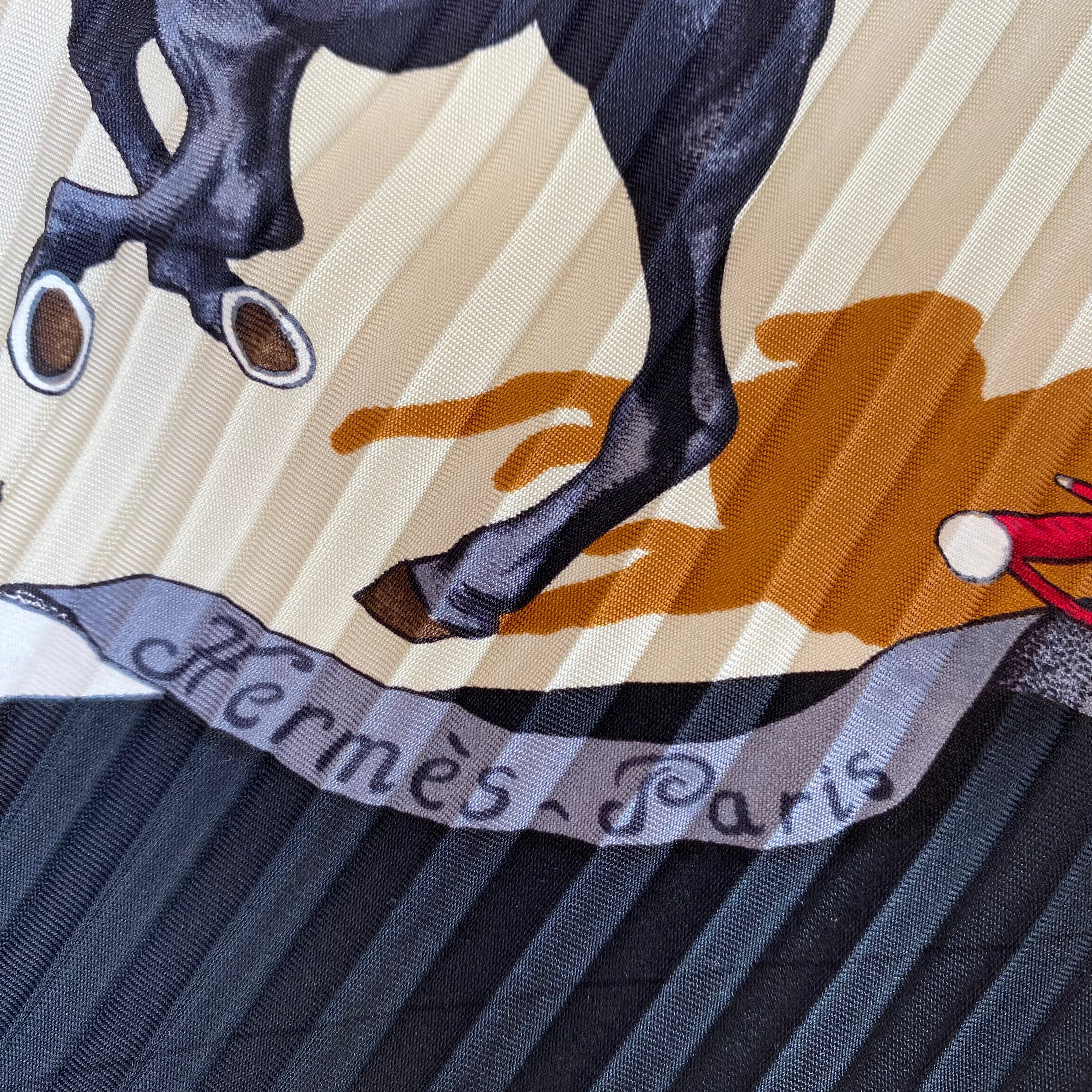 Hermès Plaza de Toros Plisse Silk Scarf Rare