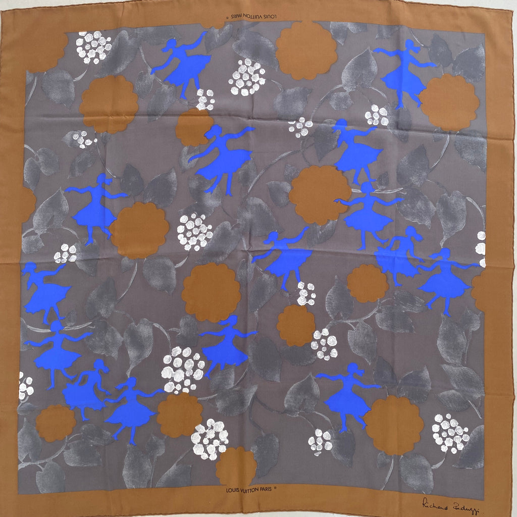 Brand New Boxed Louis Vuitton Blue Dancing Lady Silk Scarf