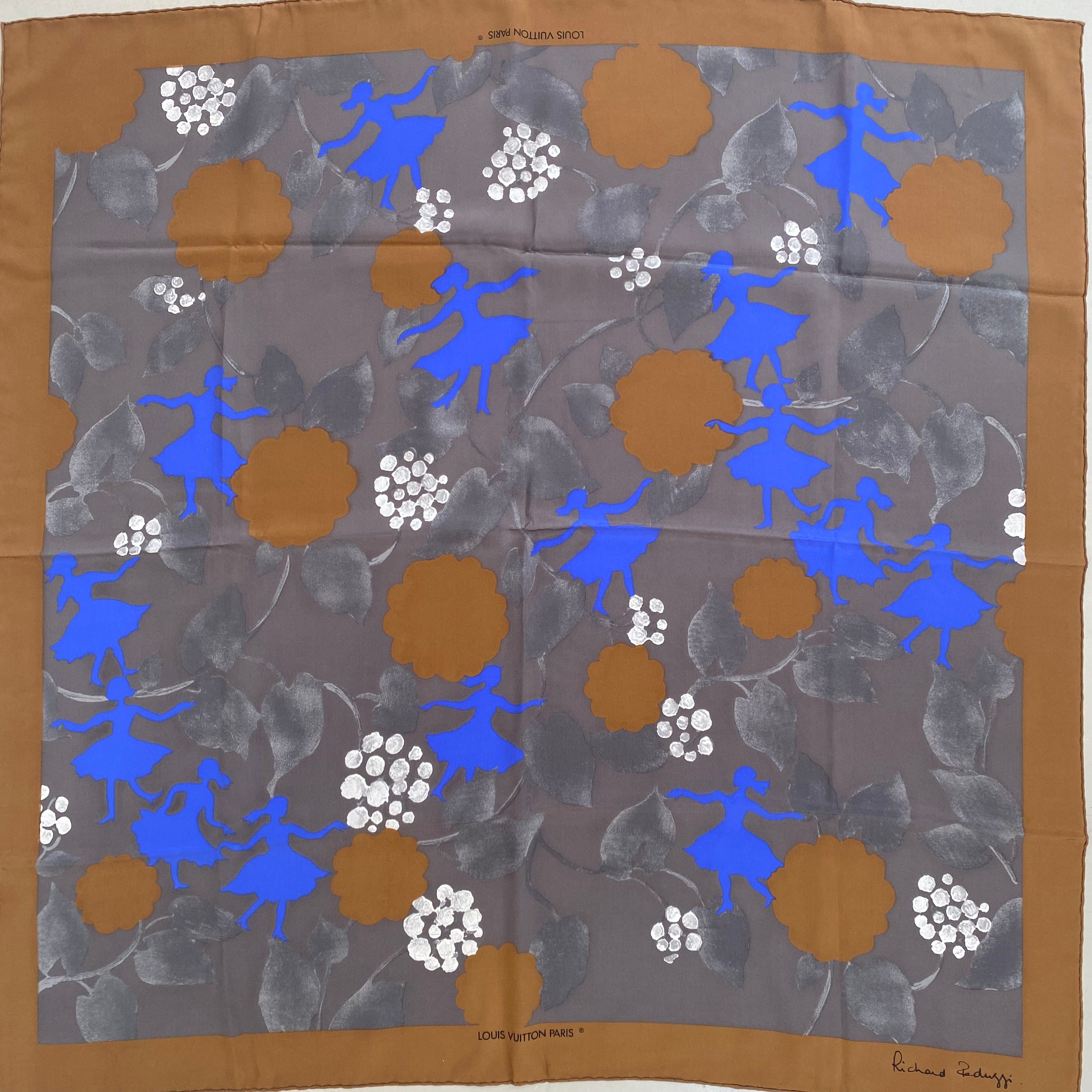 Brand New Boxed Louis Vuitton Blue Dancing Lady Silk Scarf
