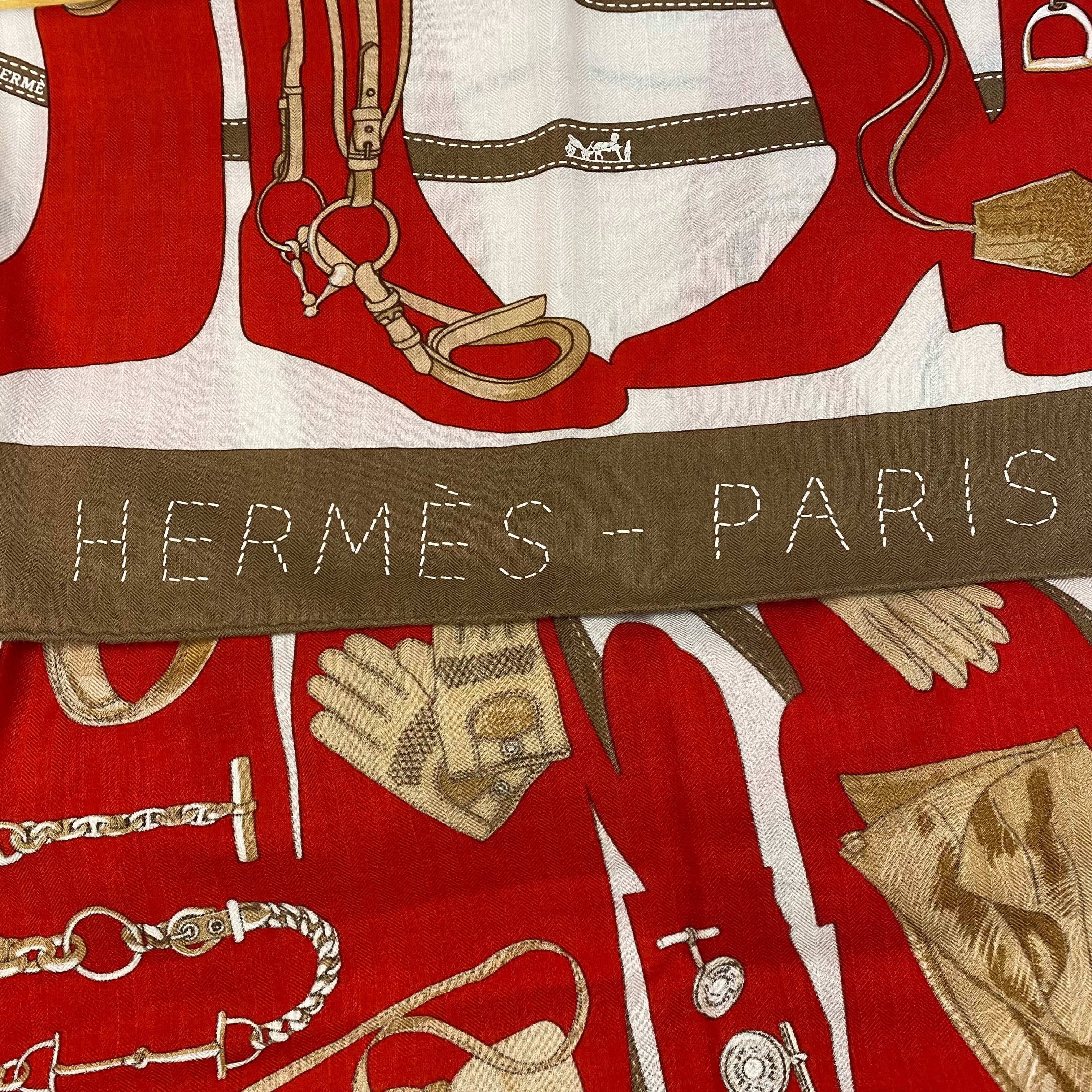 Hermès Monsieur Madame Silk & Cashmere Scarf Shawl
