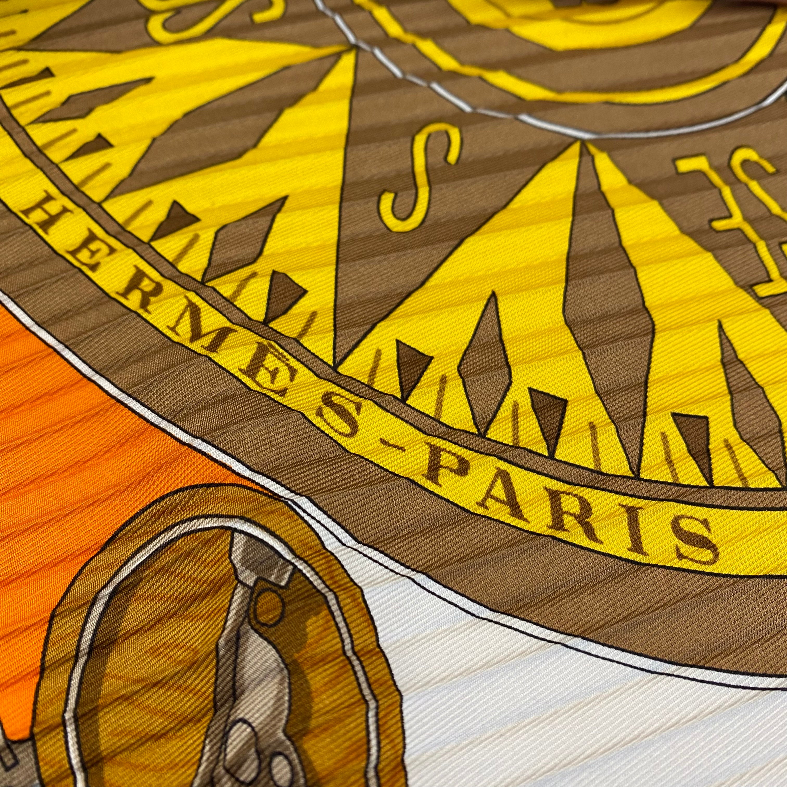 Hermès Sextants Plissé Silk Scarf