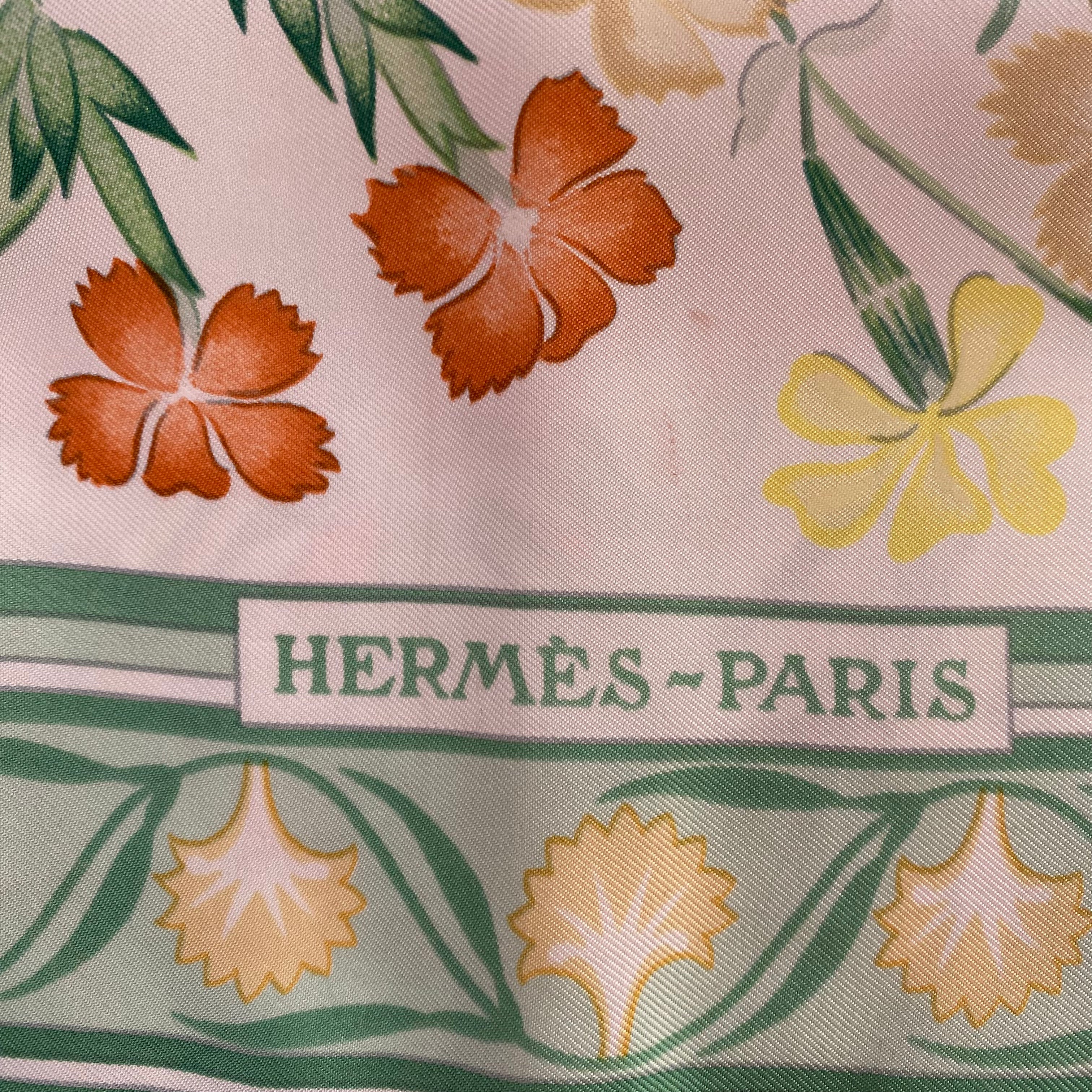 Hermès Oeillets Sauvages et autres Caryophyllées Silk Scarf