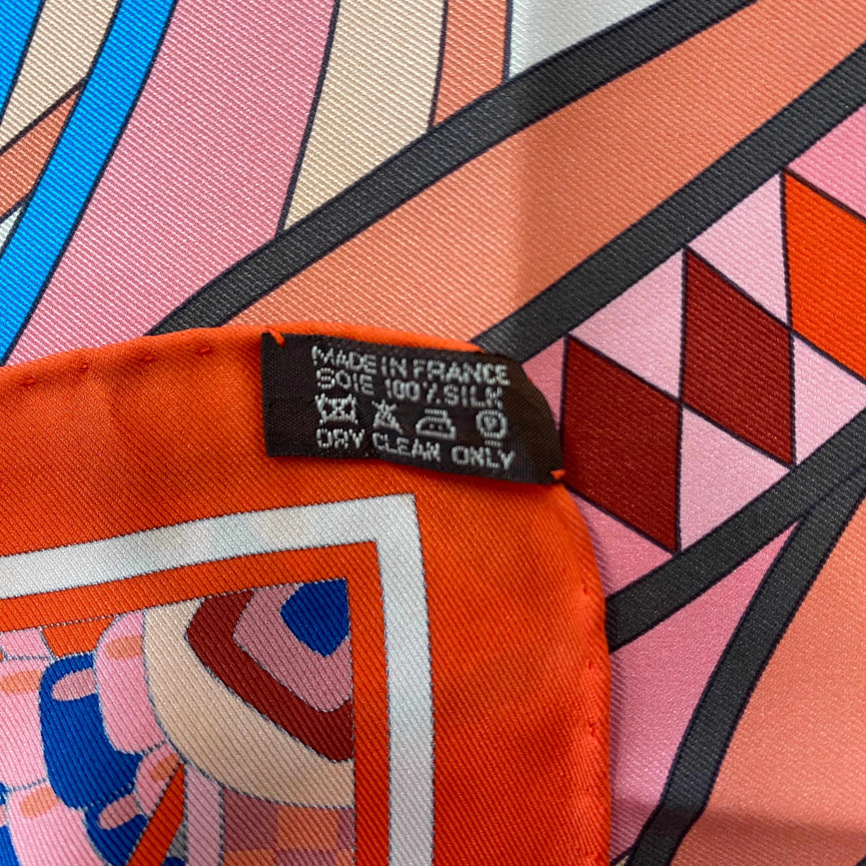 Hermès 70 Les Flots du Cheval Silk Scarf