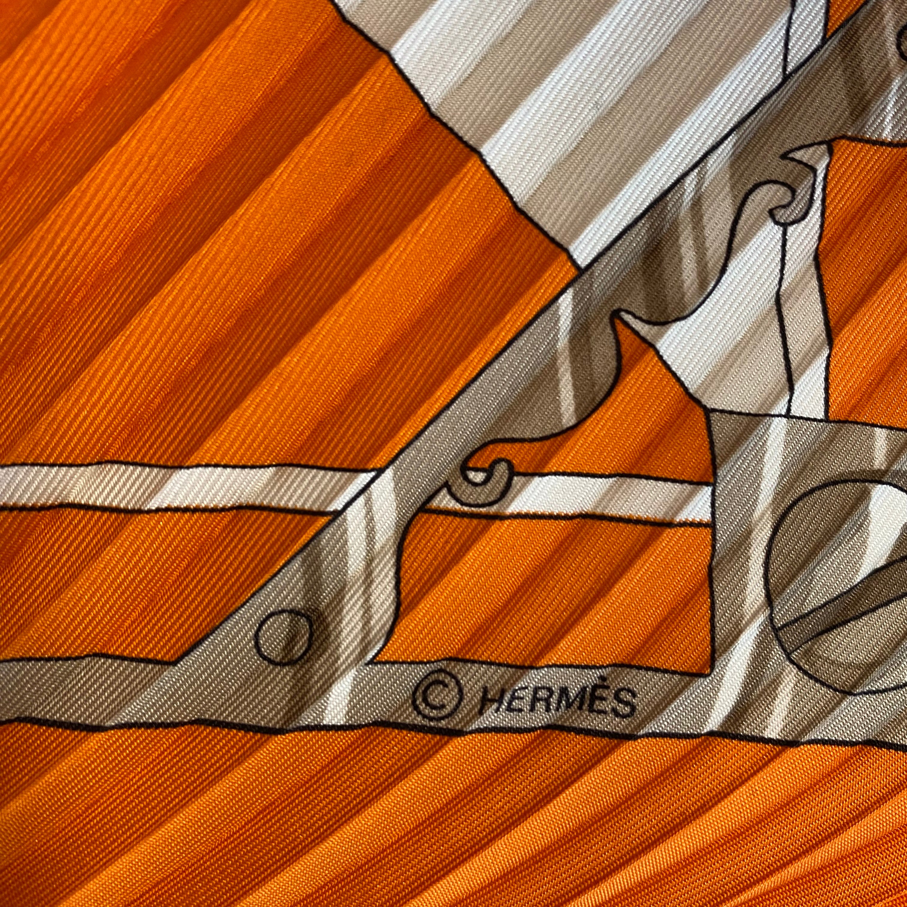 Hermès Sextants Plissé Silk Scarf