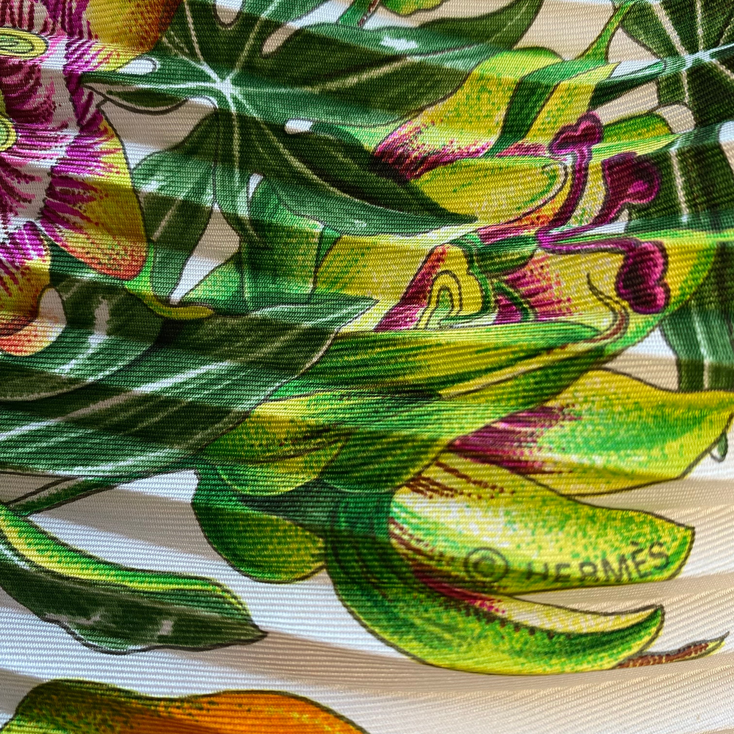 Hermès Passiflores Plissè Silk Scarf