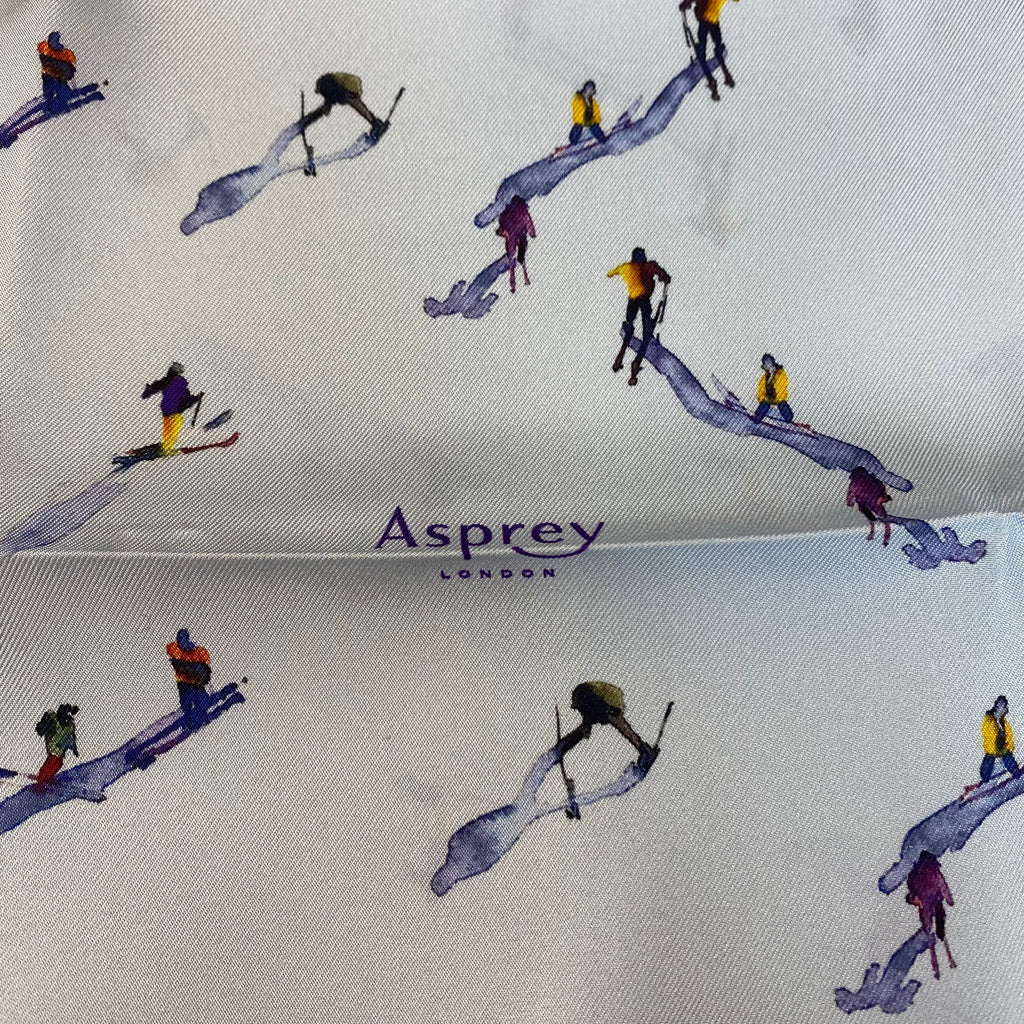 Pristine Asprey Ski Boxed Silk Scarf