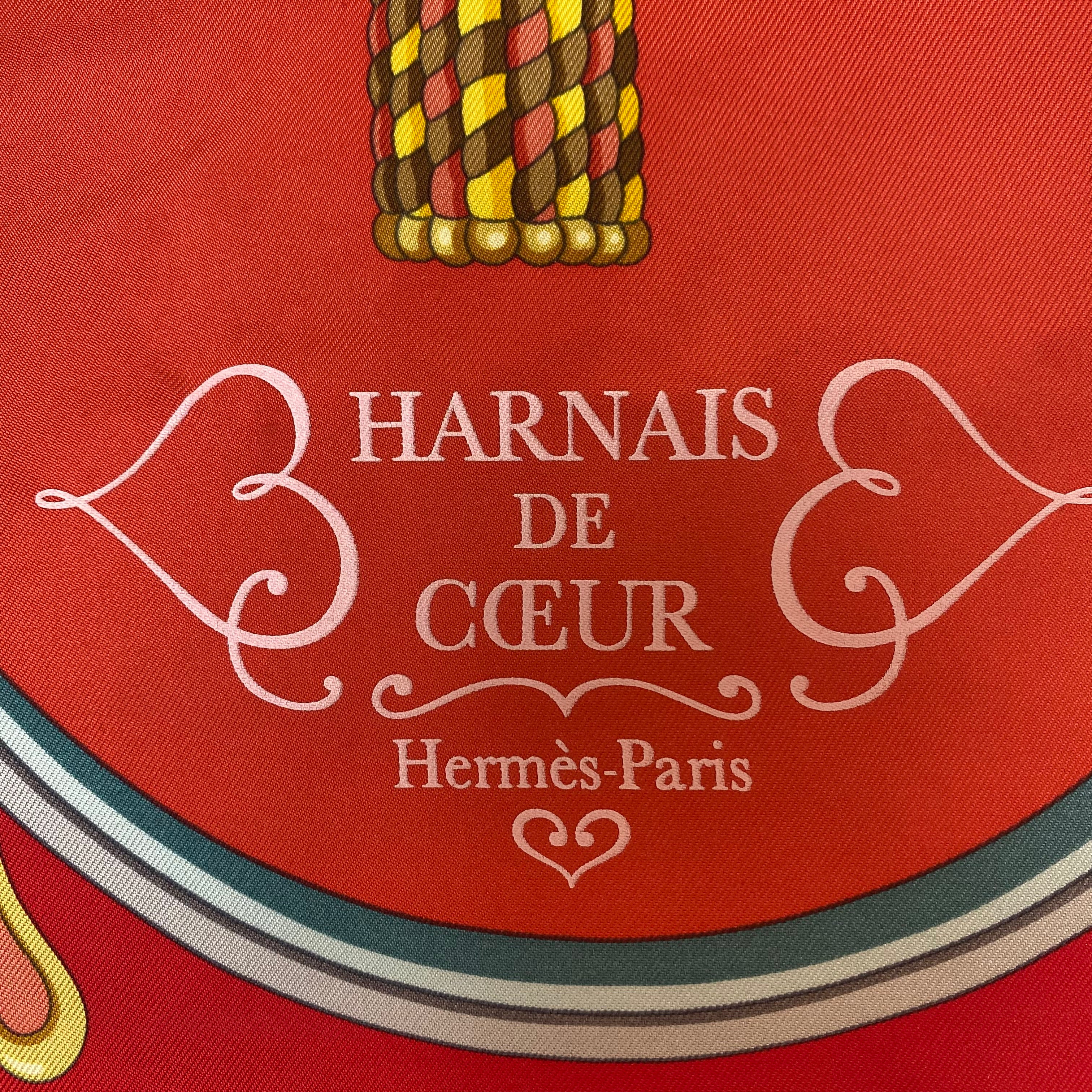 Brand New Boxed Hermès Harnais de Coeur Silk Scarf