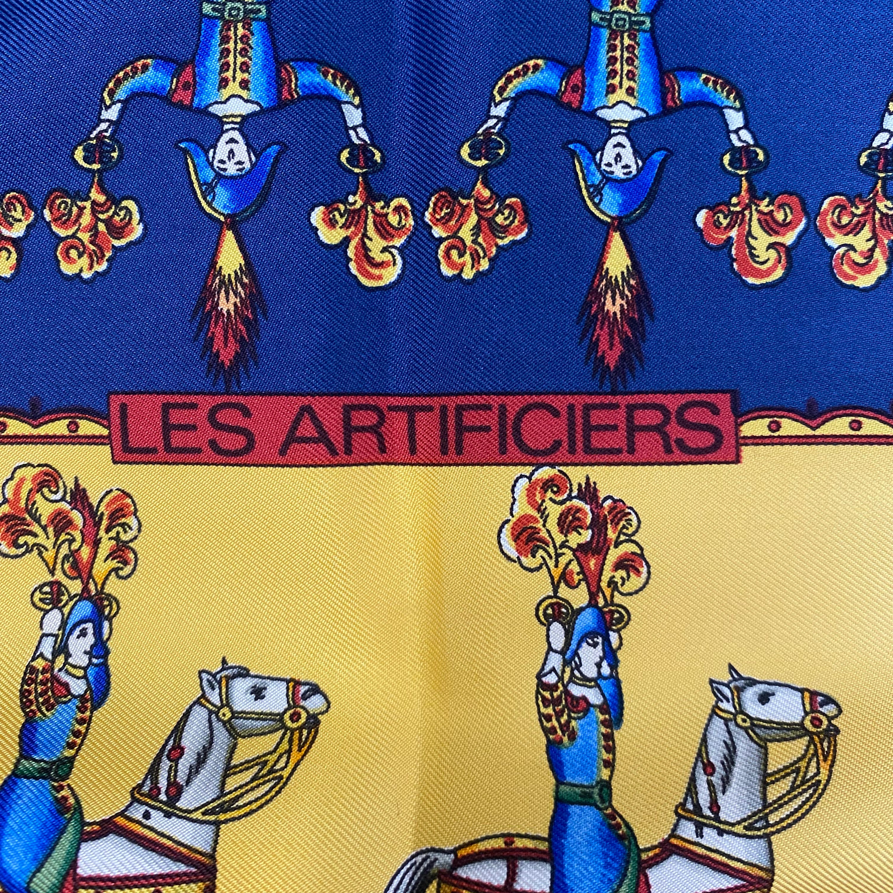 Boxed Hermès Les Artificiers Silk Scarf