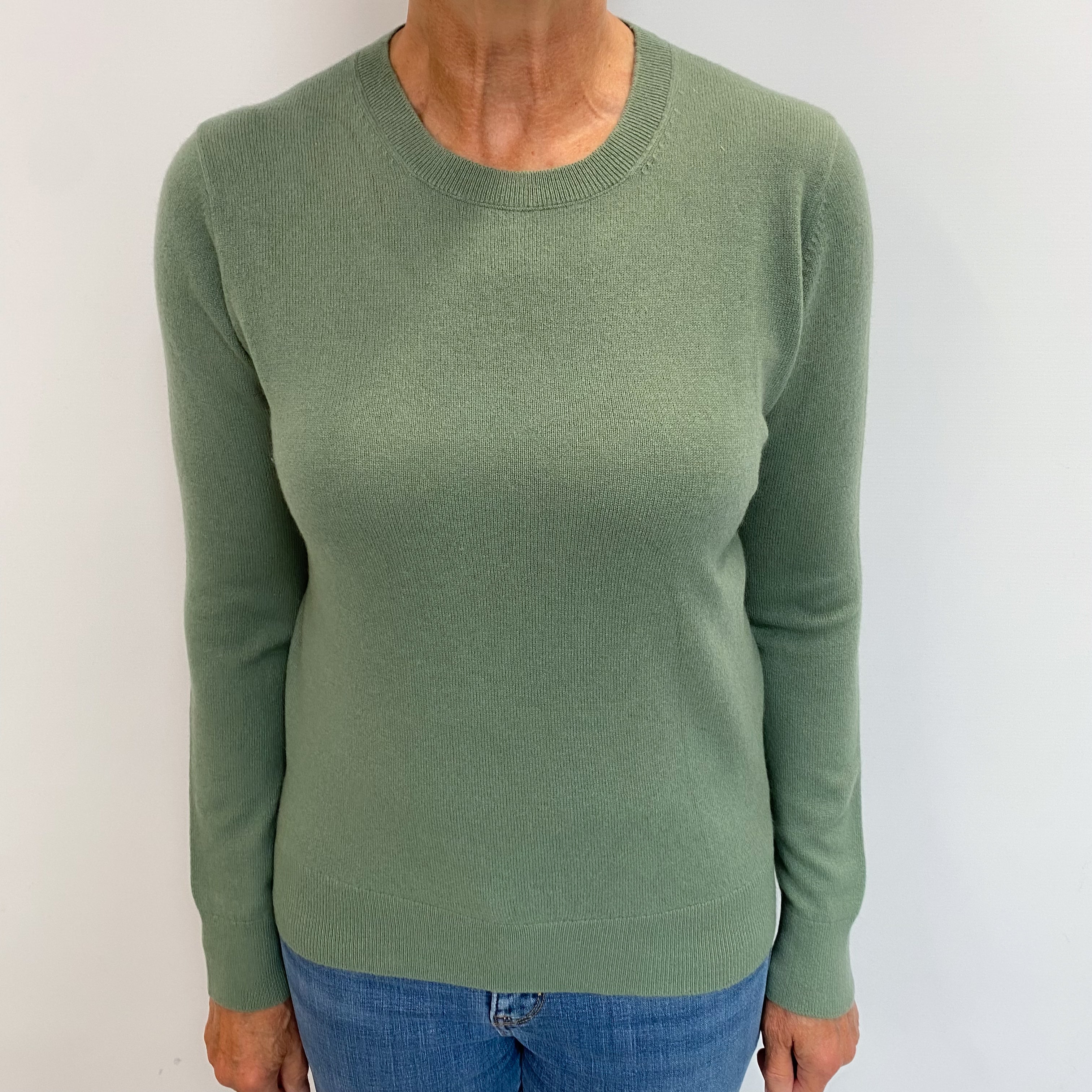 Sage Green Cashmere Crew Neck Jumper Medium