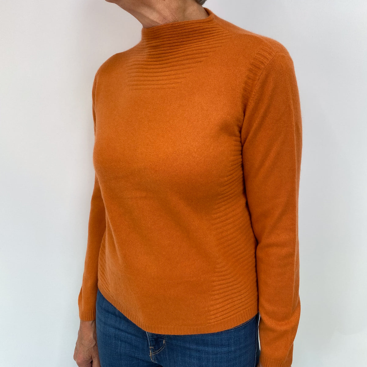 Burnt Orange Cashmere Turtle Neck Jumper Medium