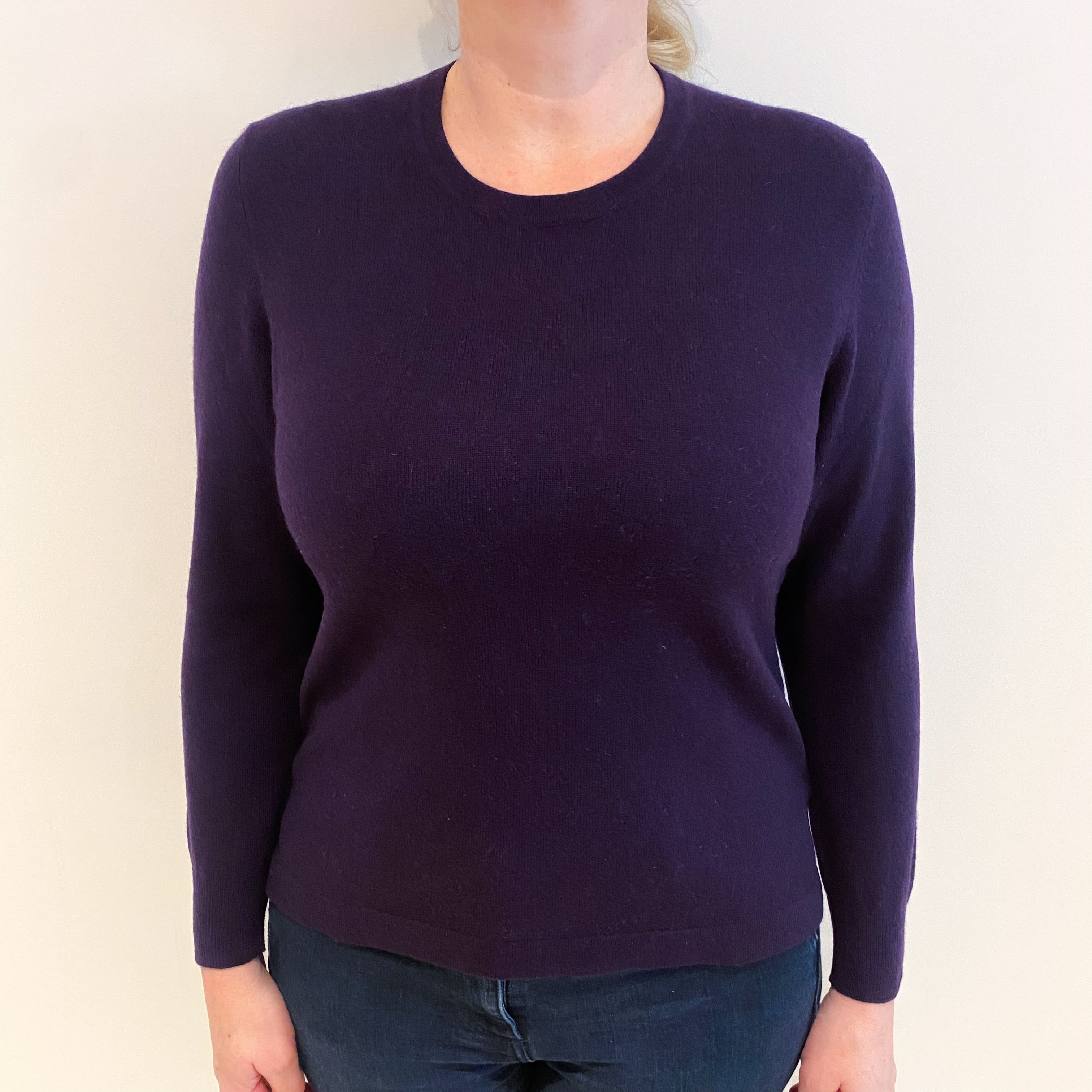 Grape Purple Cashmere Crew Neck Jumper Large