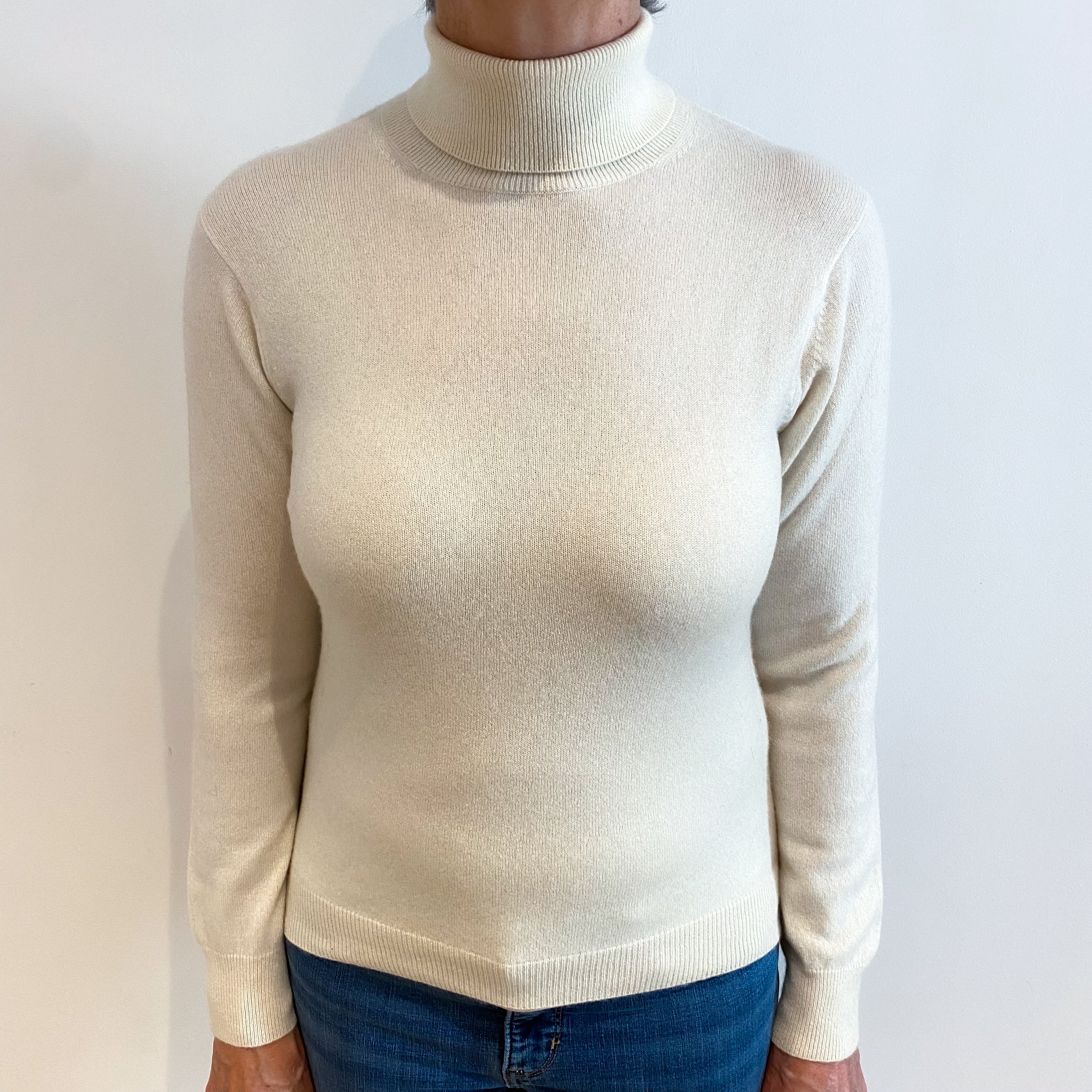 Cream Cashmere Polo Neck Jumper Medium