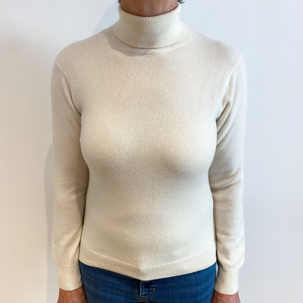 Cream Cashmere Polo Neck Jumper Medium