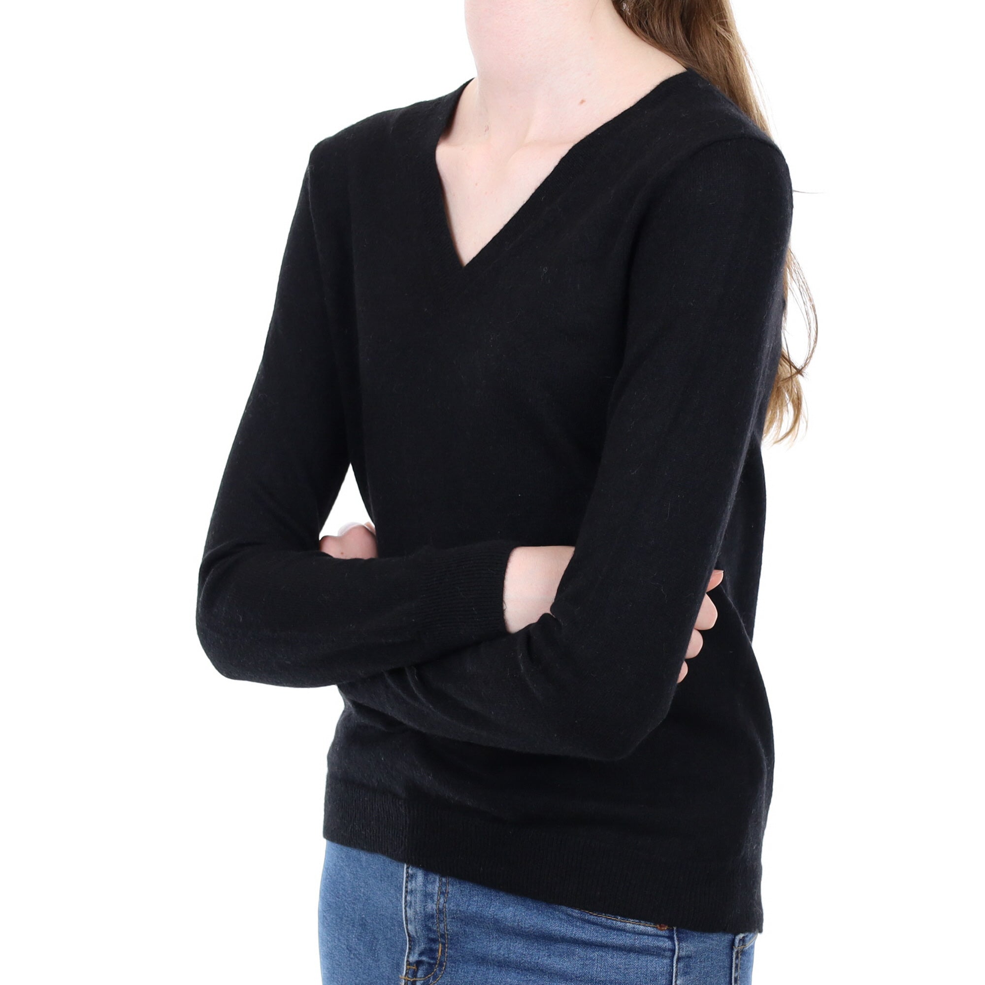Black Cashmere V Neck Jumper Extra Small