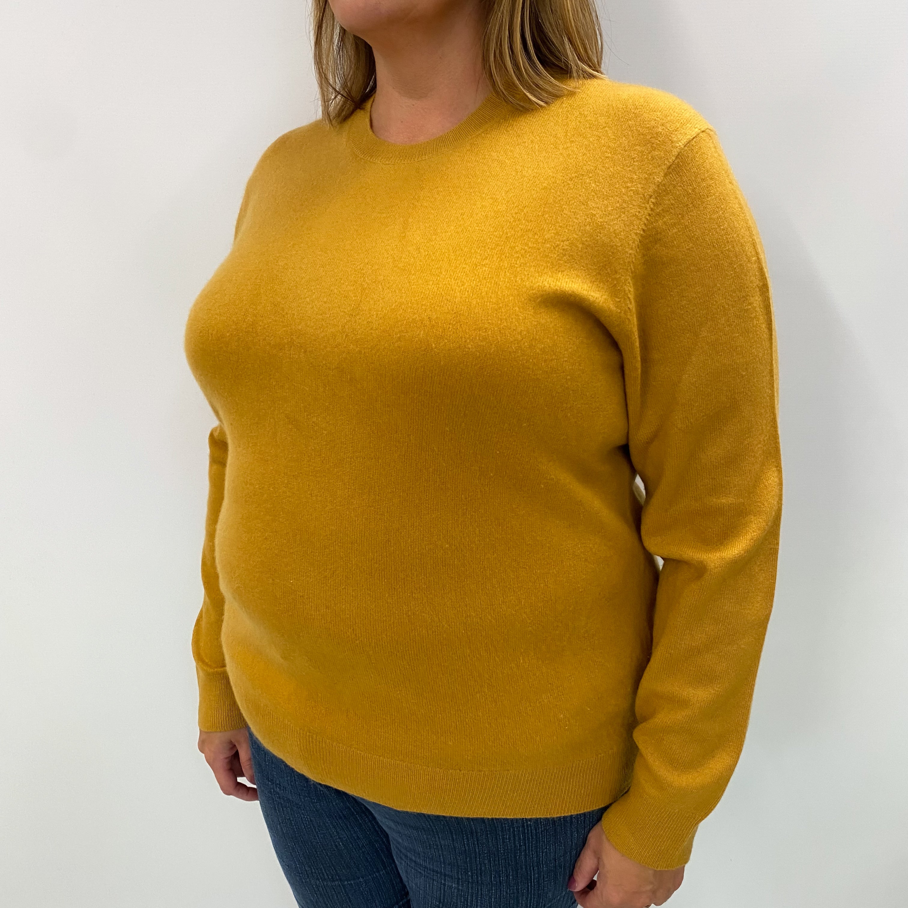 Deep Mustard Cashmere Crew Neck Jumper Extra Large