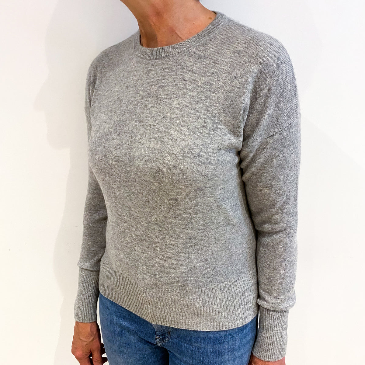 Smoke Grey Cashmere Crew Neck Jumper Medium