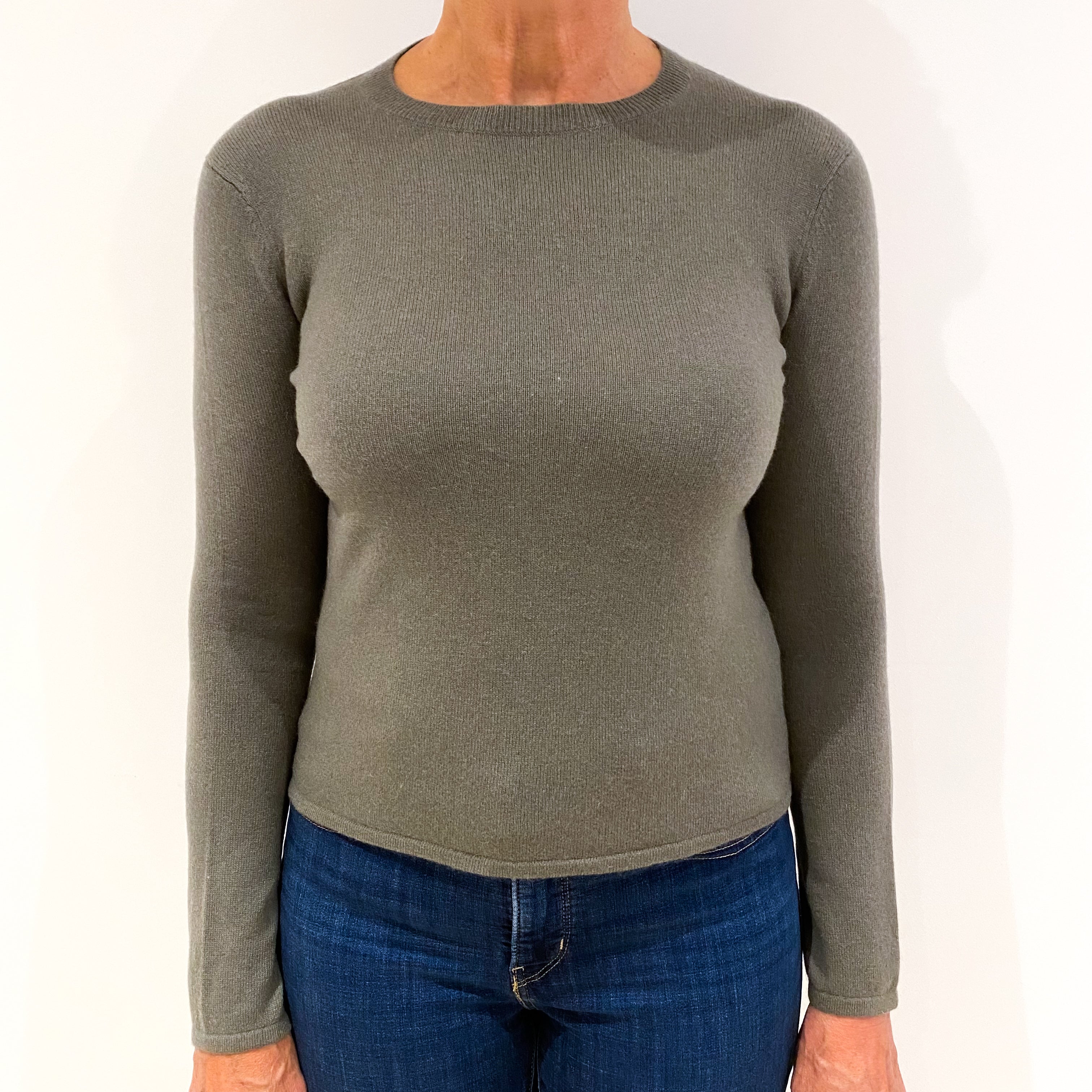 Sage Green Cashmere Crew Neck Jumper Medium
