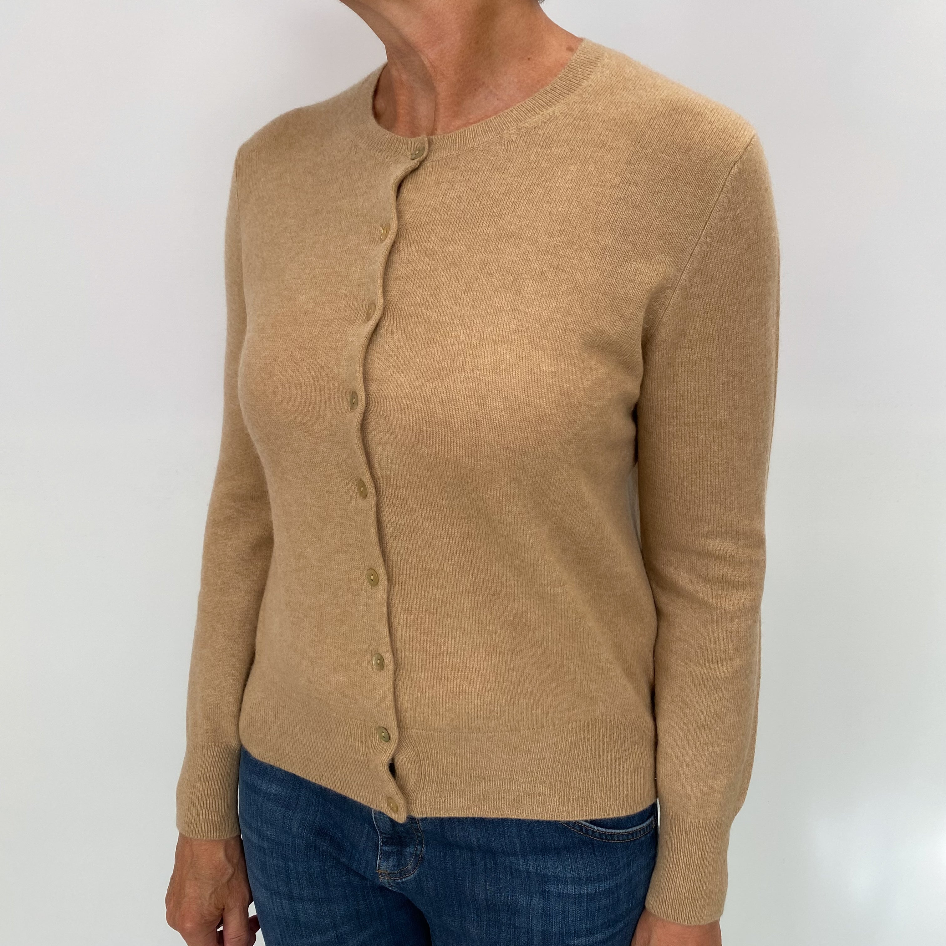 Caramel Beige Cashmere Cardigan Medium