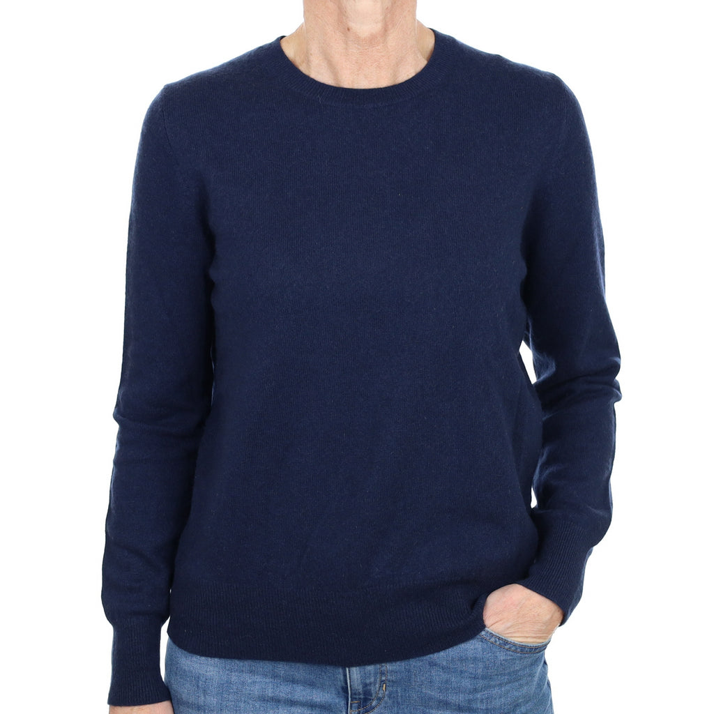 Midnight Navy Cashmere Crew Neck Jumper Small