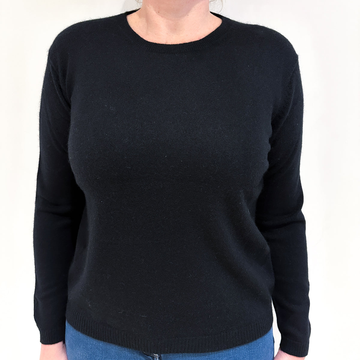 Black Cashmere Crew Neck Jumper Large