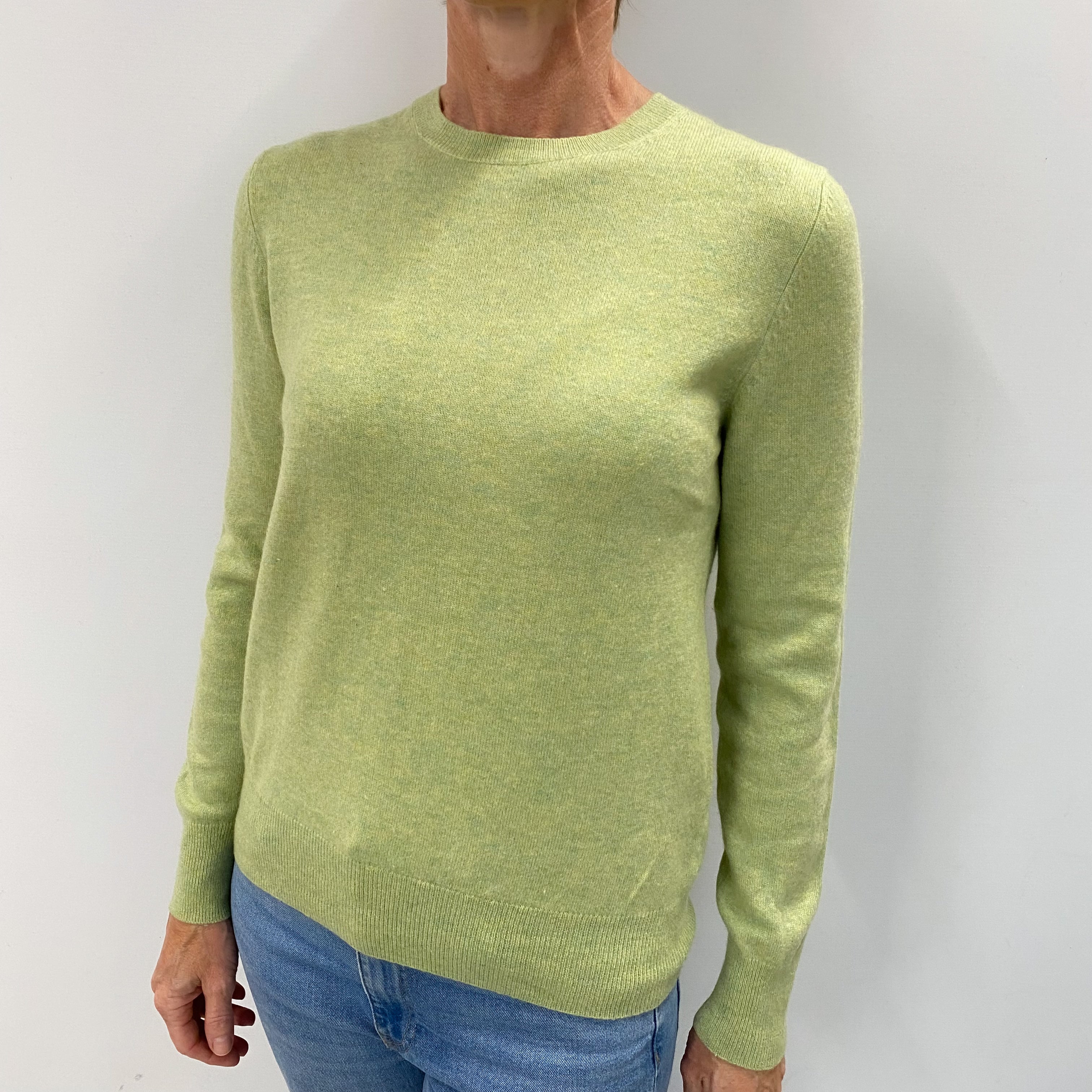 Soft Lime Green Cashmere Crew Neck Jumper Small