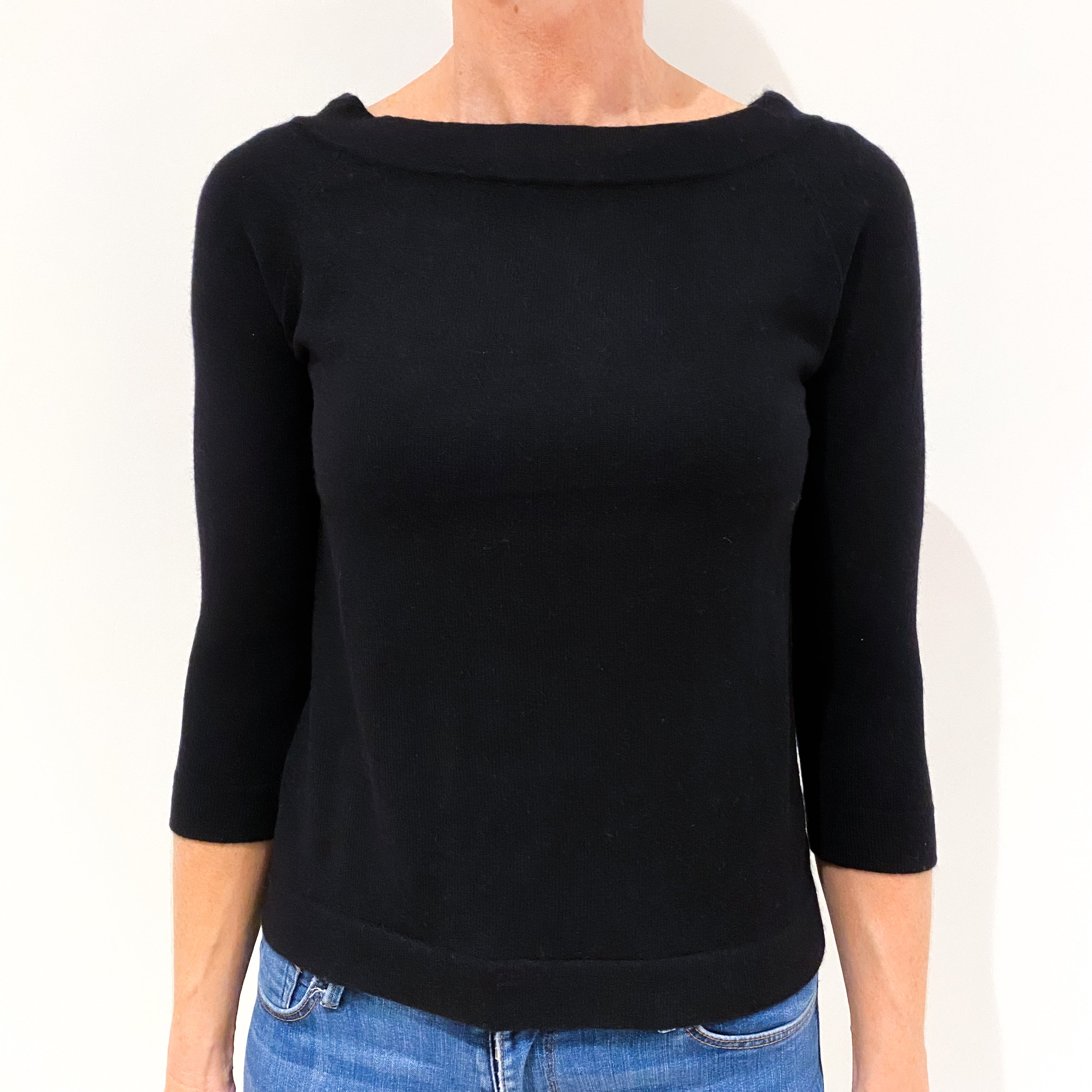 Black Cashmere Crew Neck Jumper Small