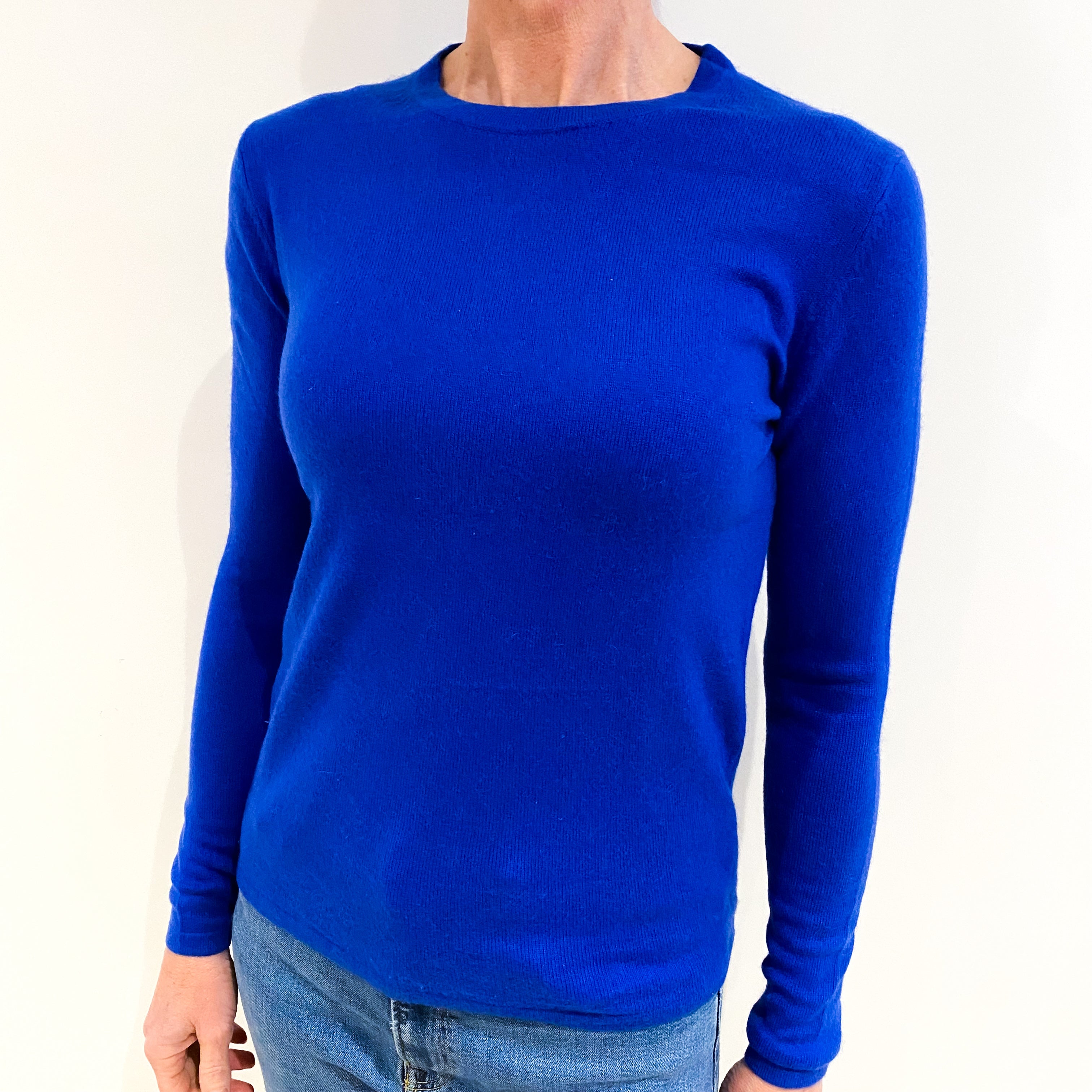 Cobalt Blue Cashmere Crew Neck Jumper Small