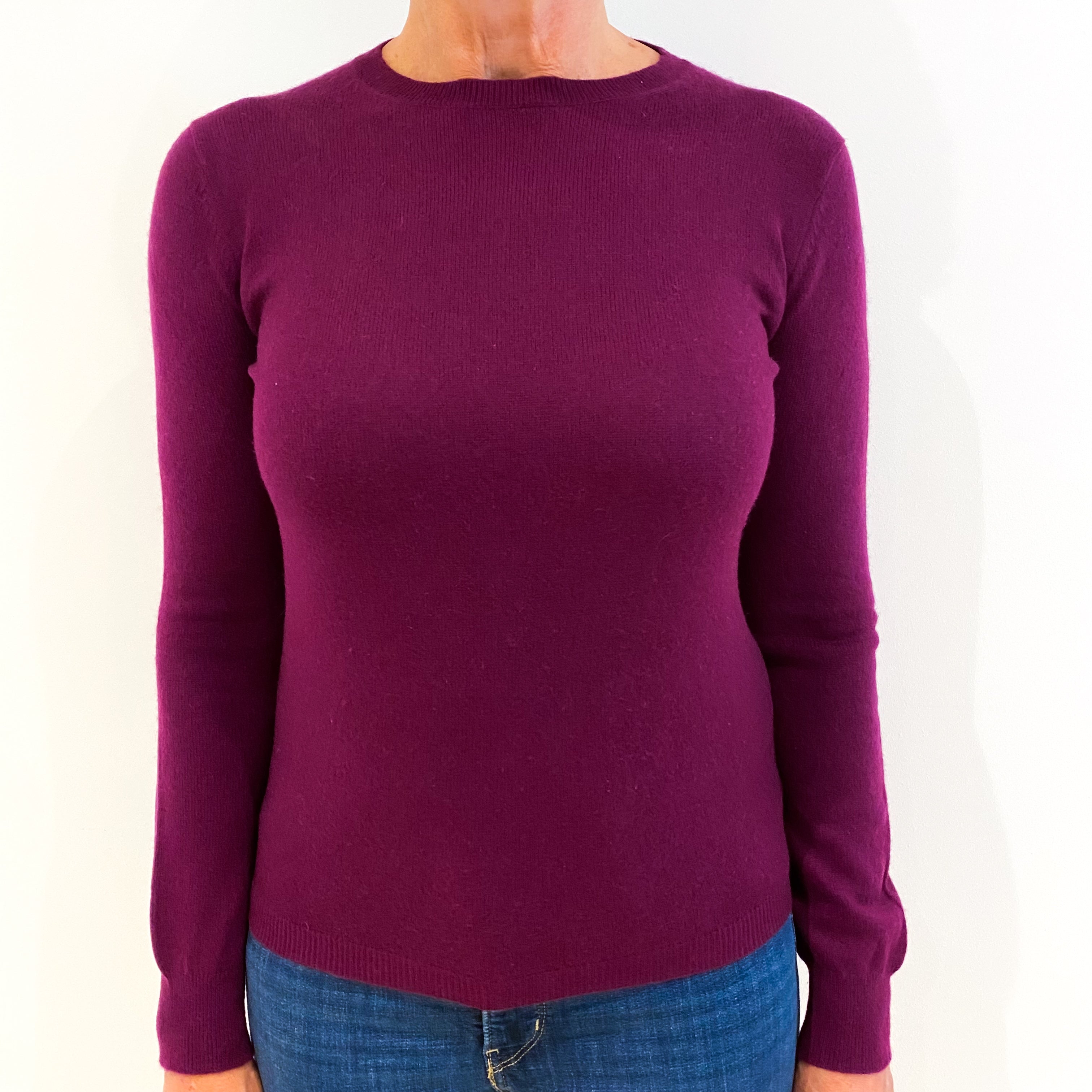 Plum Purple Cashmere Crew Neck Jumper Medium