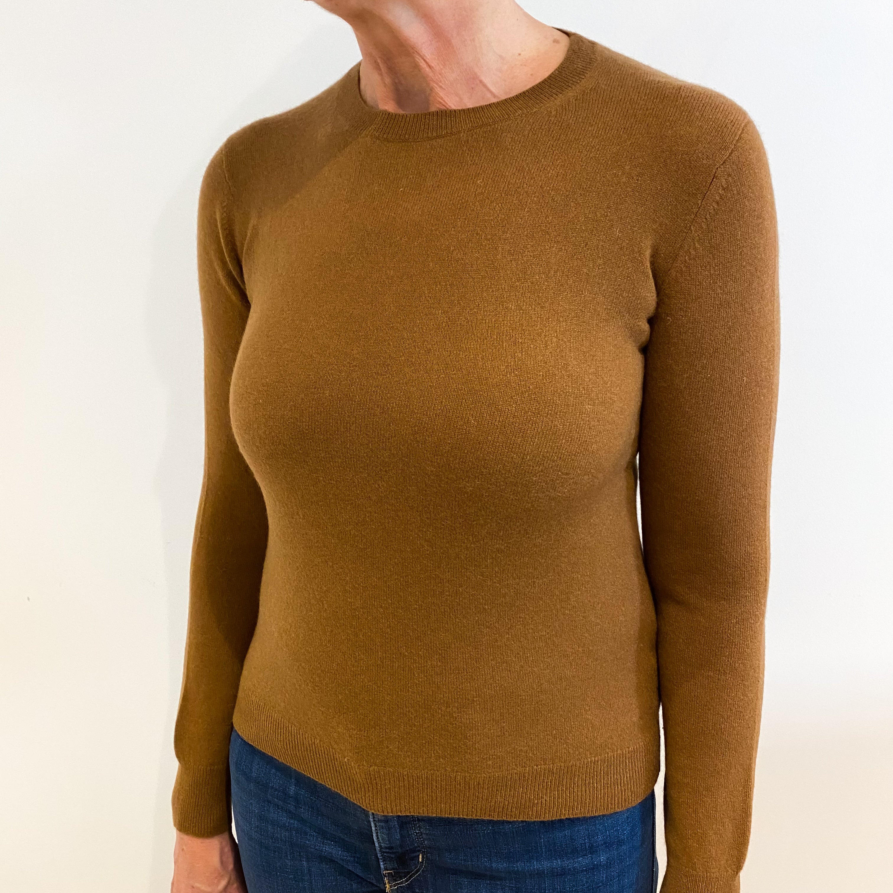 Cinnamon Brown Cashmere Crew Neck Jumper Medium