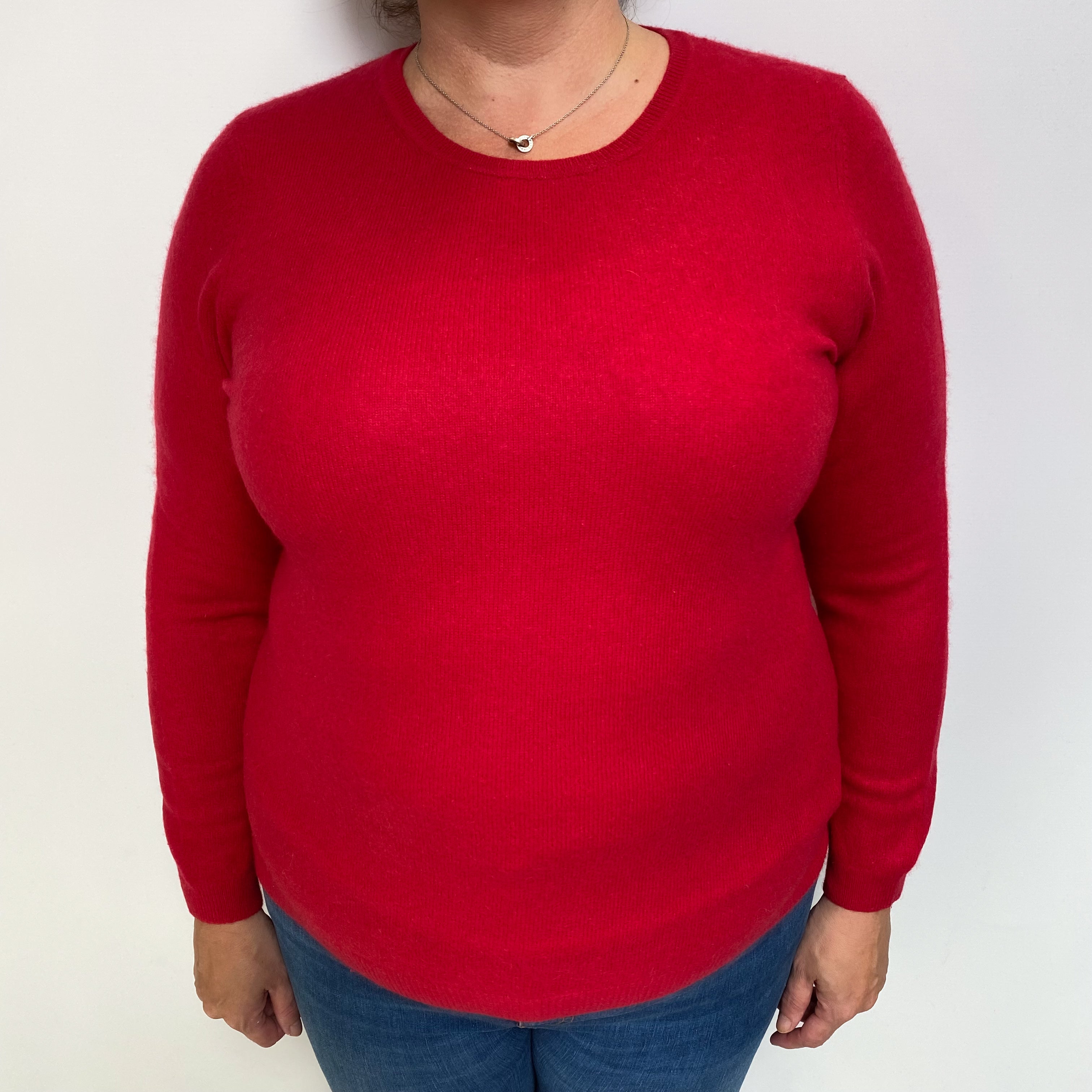 Tomato Red Cashmere Crew Neck Jumper Extra Large