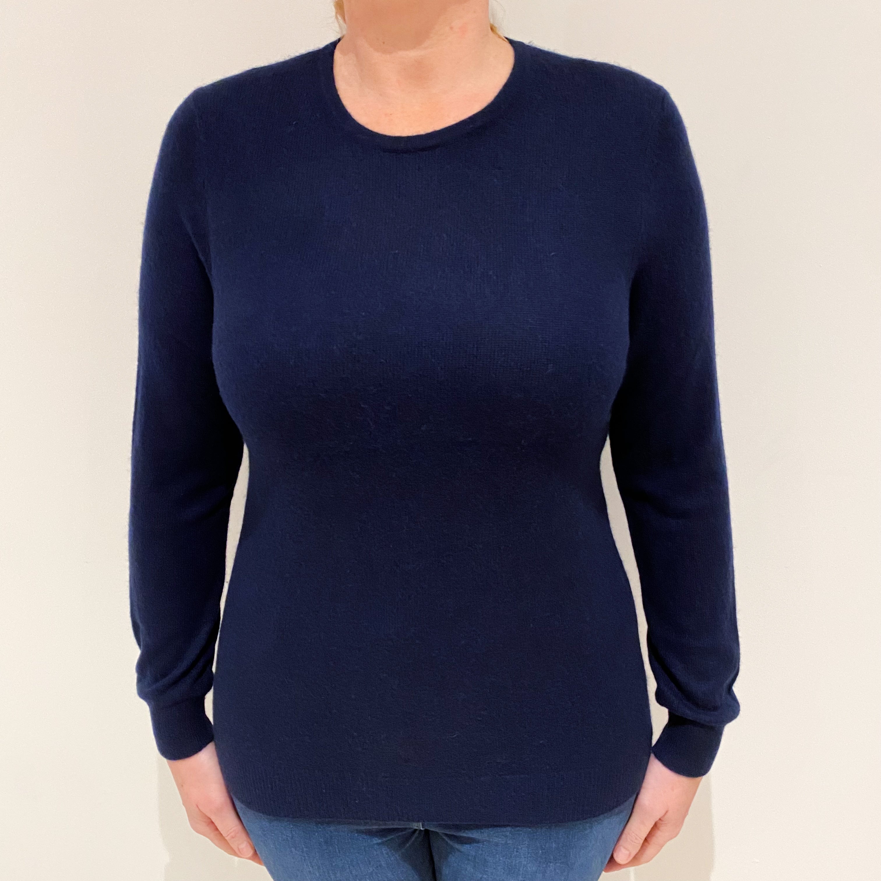 Navy Blue Cashmere Crew Neck Jumper Large